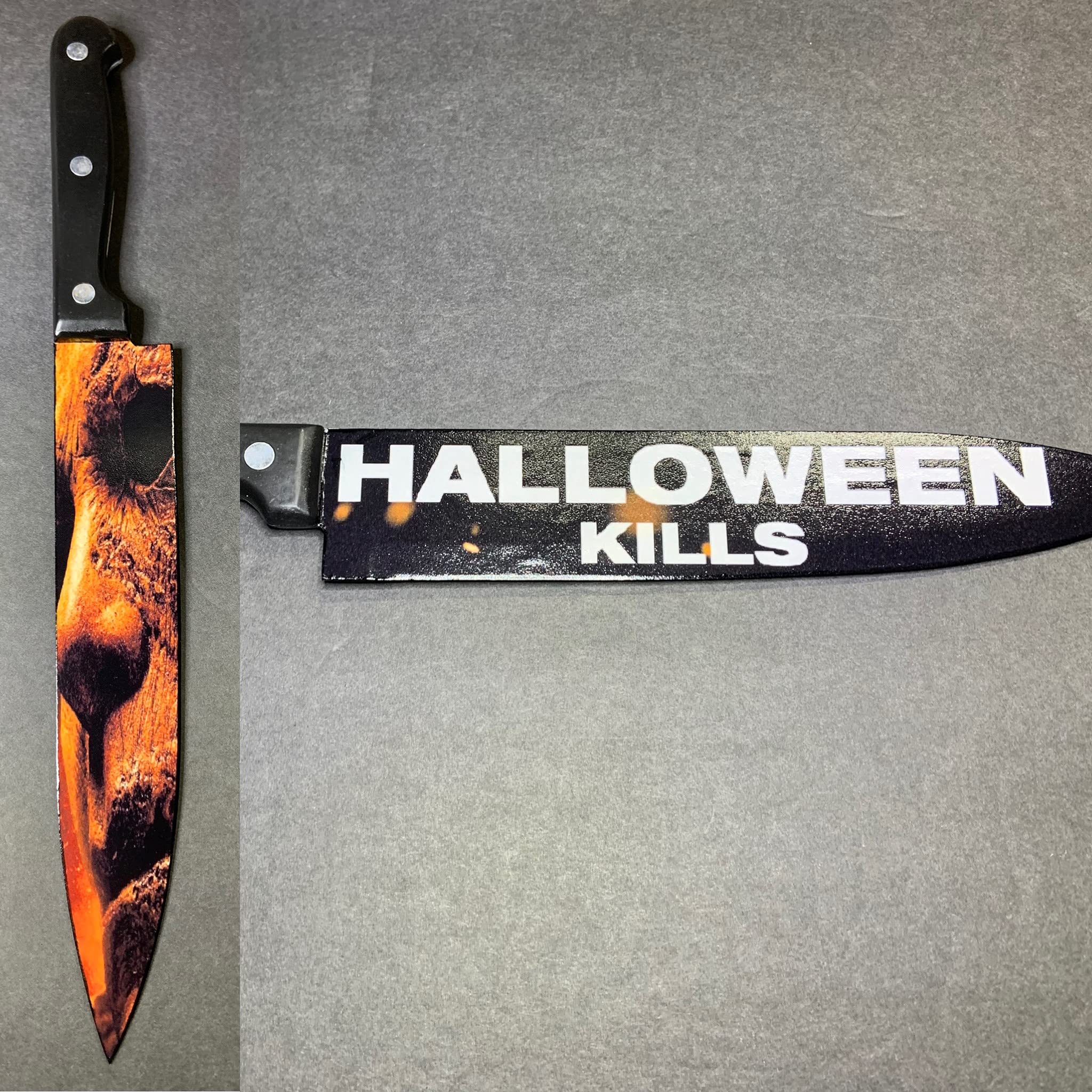 Halloween Kills Knife with Sublimated Stand - Horror Movie Collectible, Cosplay Prop, Halloween Decoration for Parties and Themed Events