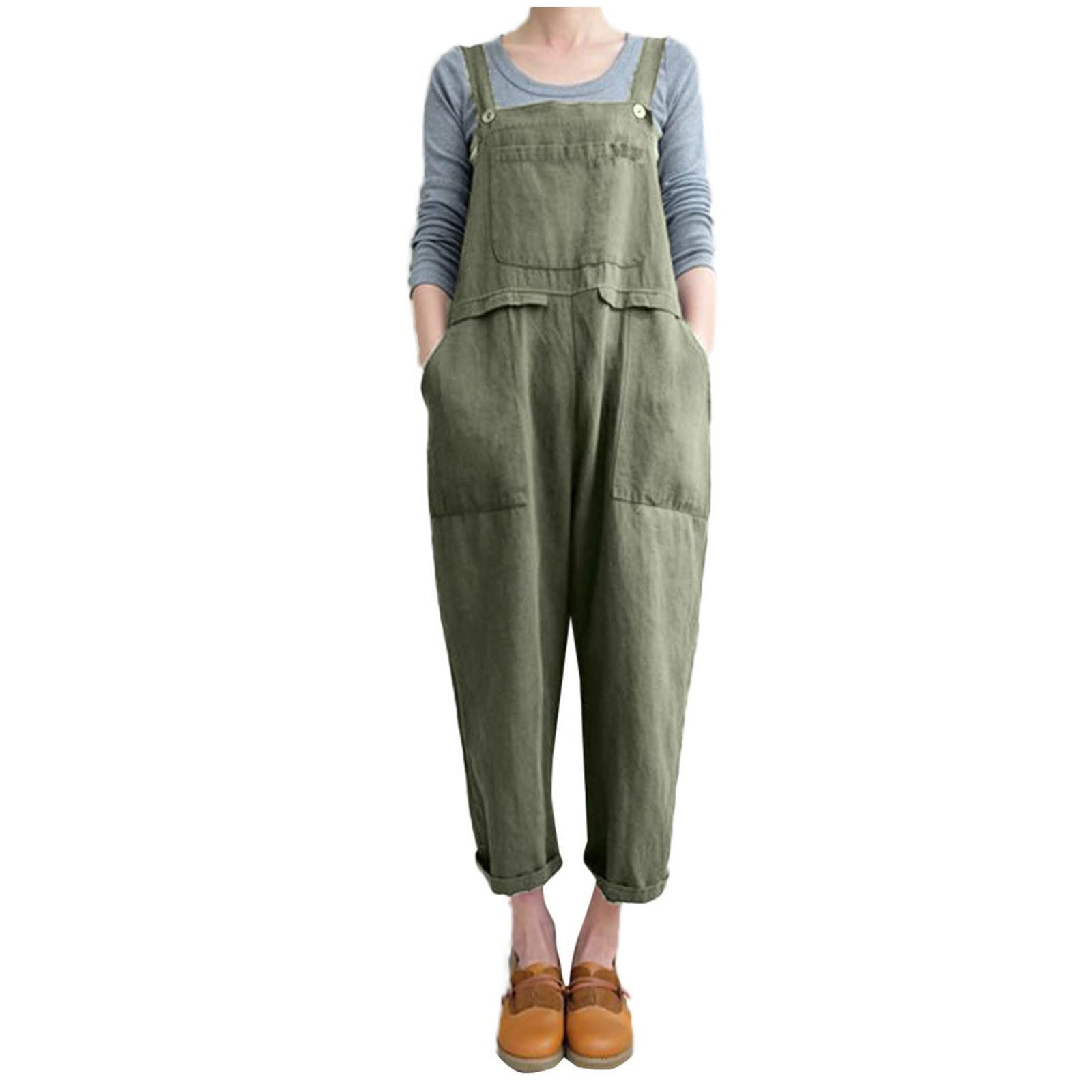 Women's Linen Rompers - Wide Leg Summer Jumpsuit for Casual Outings