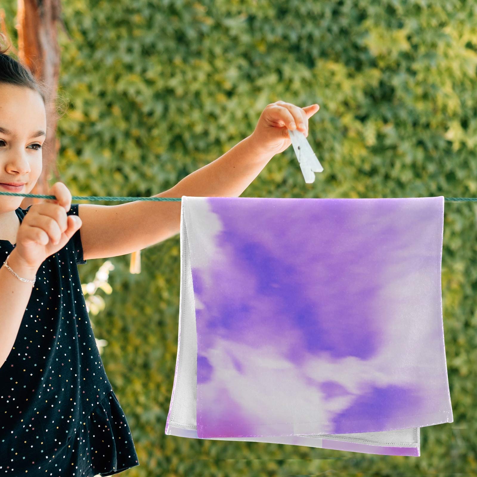 ALAZA Magenta Blue Tie Dye Hand Towel Set of 2 - Super Absorbent & Quick Drying Bath Towels for Bathroom, Kitchen, Gym, Spa - Soft Cotton Dish Towels & Washcloths for Home Decor, Hotel, Guest Use