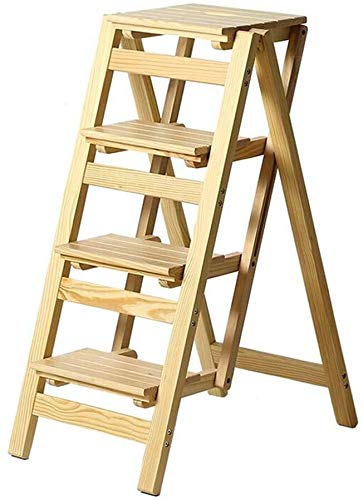 4-Step Folding Ladder Stool, Wide Non-Slip Step Stool for Home - Indoor Climbing Stool, Kitchen Helper, Bathroom Step Stool, Garage Storage & Garden Tool (Height Adjustable)