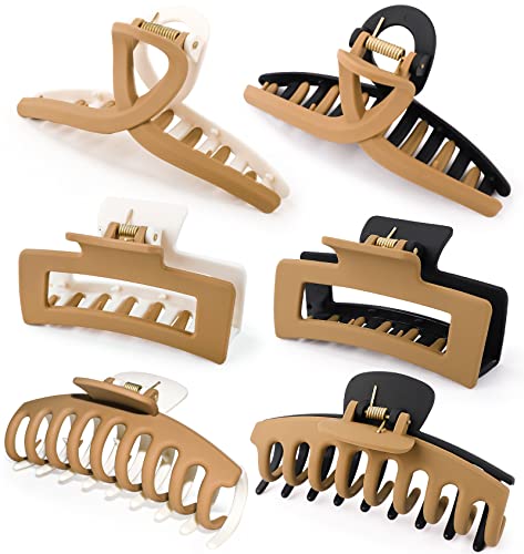 DSJIFGEW Hair Clips (6-Pack) - Women's Claw Hair Clips for Styling, 3 Styles Medium & Large Jaw Clips for Thin & Thick Hair - Trendy Hair Accessories & Gifts - Perfect for Work, Gym, and Everyday Use