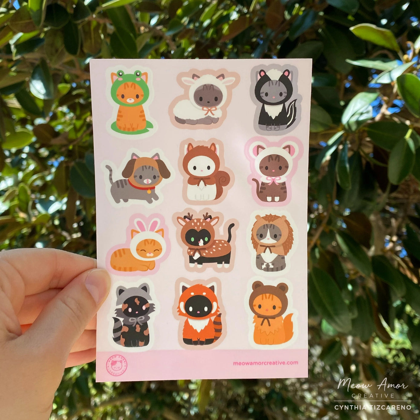 Cute Animal Suits Pink Vinyl Cat Stickers - Waterproof Decal Sheet for Laptops, Water Bottles & DIY Crafts