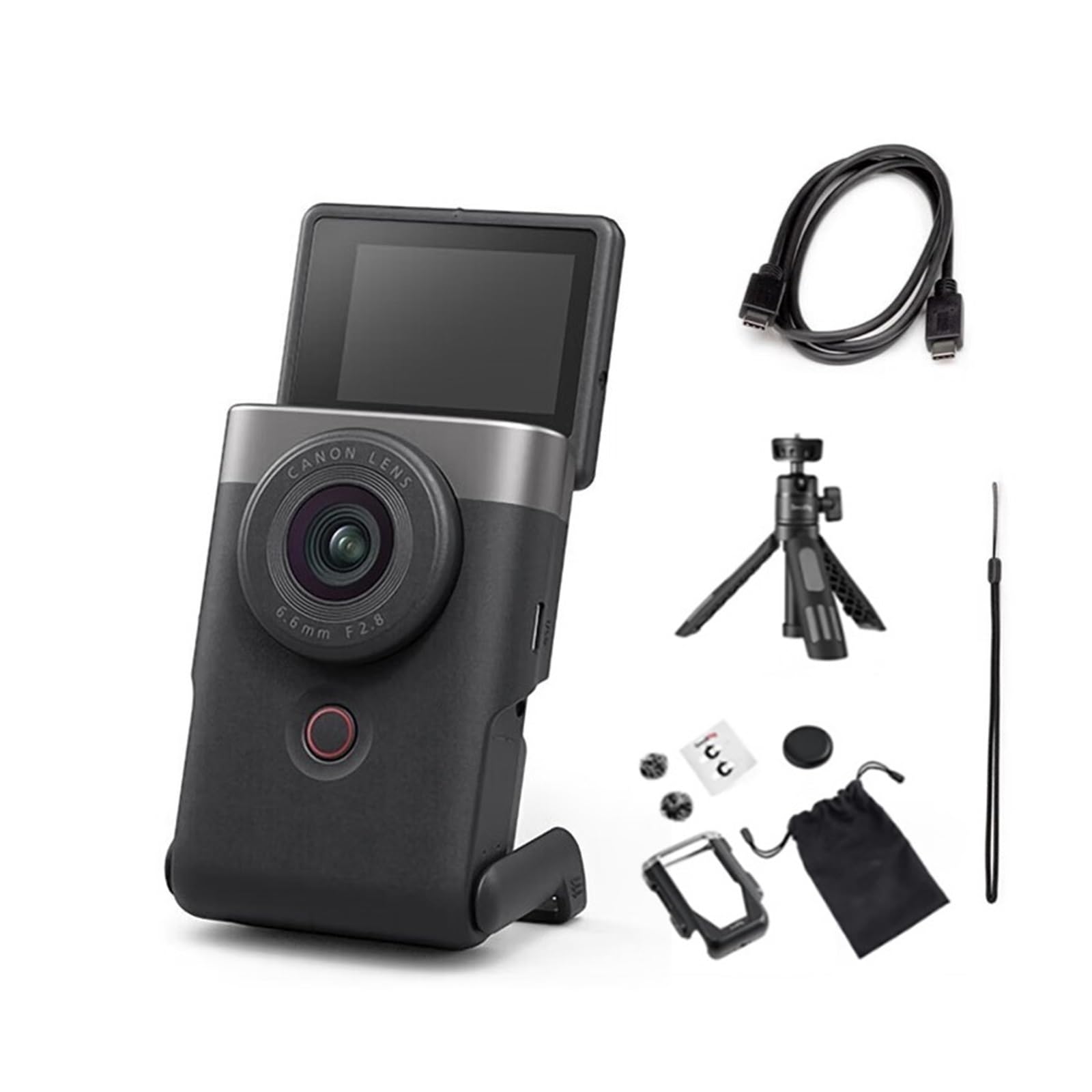 MZZYG 4K Action Camera - Waterproof Digital Camera for Vlogging, Travel & Adventure, Live Streaming, Self Recording (Silver Vlog Kit) - Perfect for Outdoor Sports, YouTube Videos & Family Memories