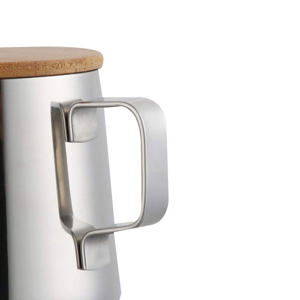 Premium 12oz/350ml Stainless Steel Gooseneck Pour Over Coffee Kettle - Long Narrow Spout for Precise Pouring - Wooden Lid - Perfect for Specialty Coffee Brewing & Tea Making at Home or Cafe