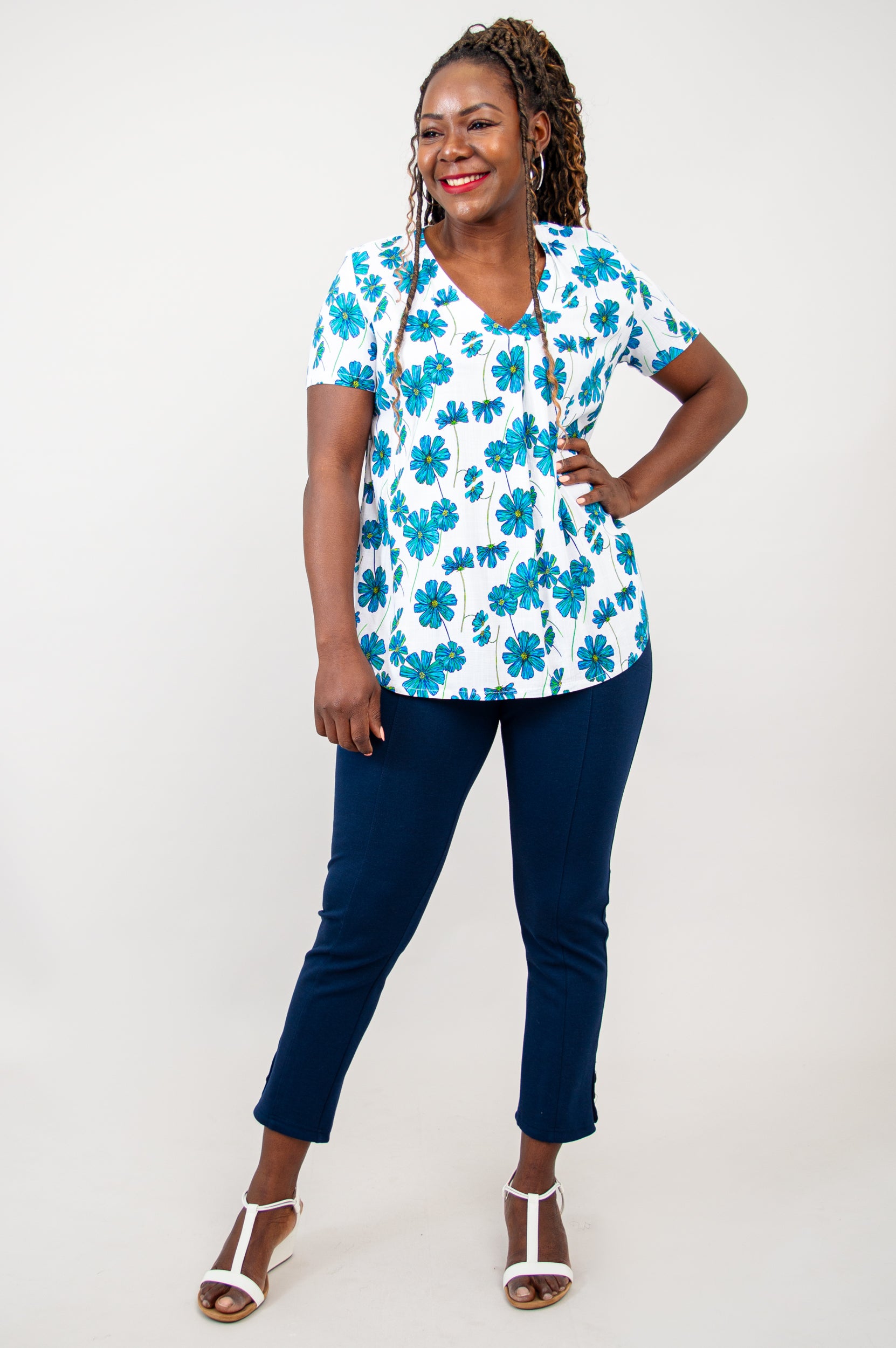Bailey Short Sleeve Top for Women - Soft Linen Bamboo Blend in Aster Purple - Perfect for Summer, Casual Outings & Beach Wear