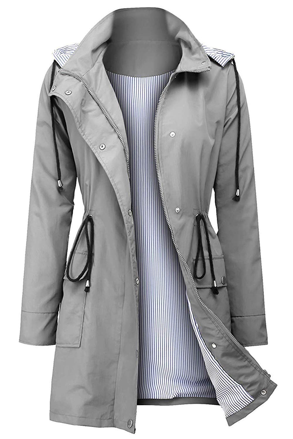 Arthas Women's Lightweight Waterproof Rain Jacket with Hood - Breathable Active Outdoor Trench Coat for Hiking, Commuting & Travel - Plus Size Raincoat for Girls & Women