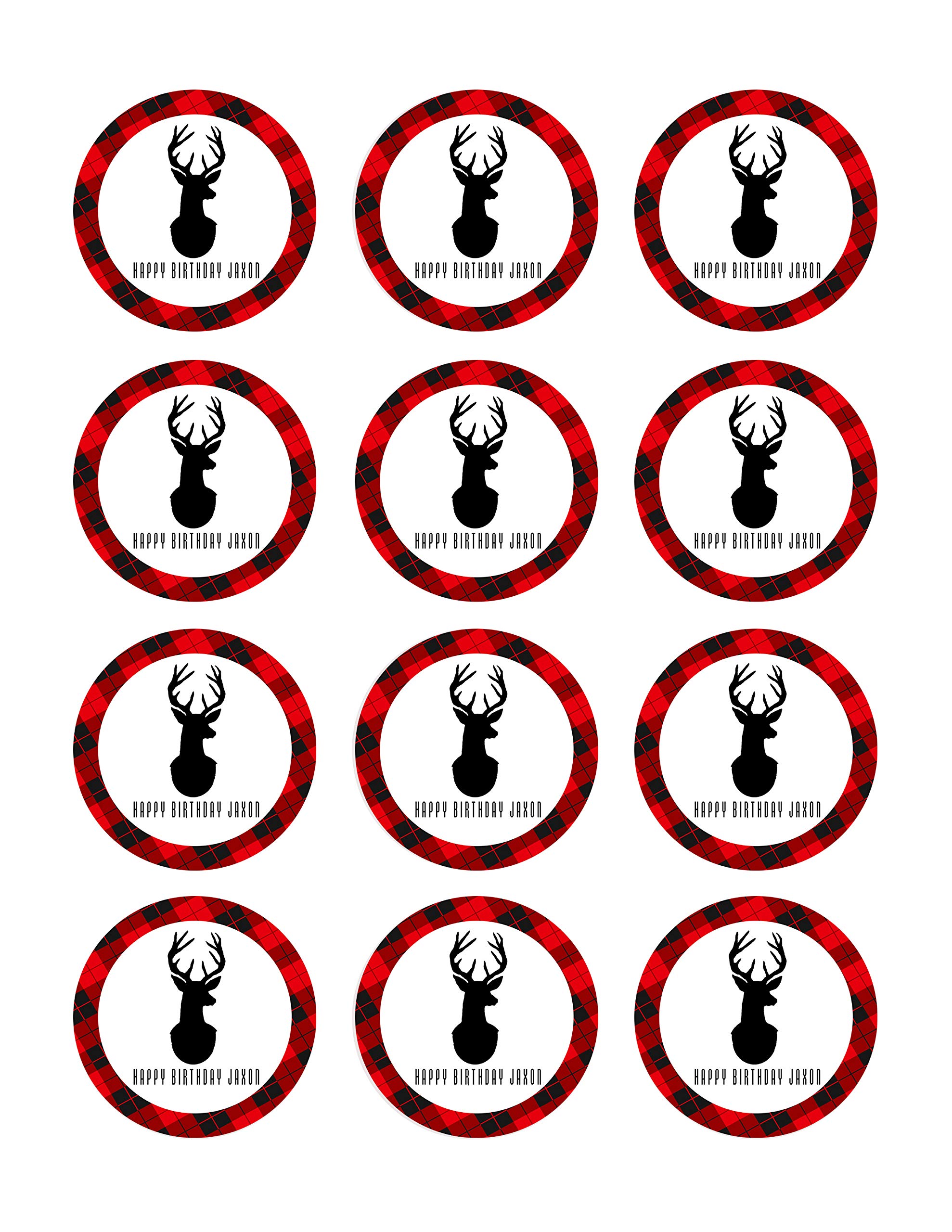 Deer Head Edible Cupcake Toppers - 2 Inch Cake Decorations (12 Pieces/Sheet) - Perfect for Birthday Parties, Baby Showers & Wedding Desserts