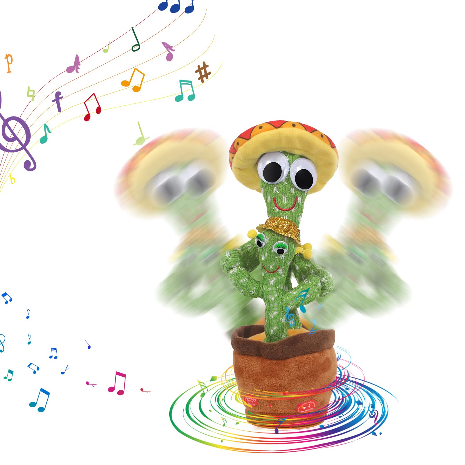2022 New Interactive Talking Dancing Cactus Toy - Electronic Plush Shake Toy with 120 English Songs & LED Lights, Fun Parent-Child Educational Toy for Babies - Perfect for Playtime, Learning & Home Decor (Mexican Style)