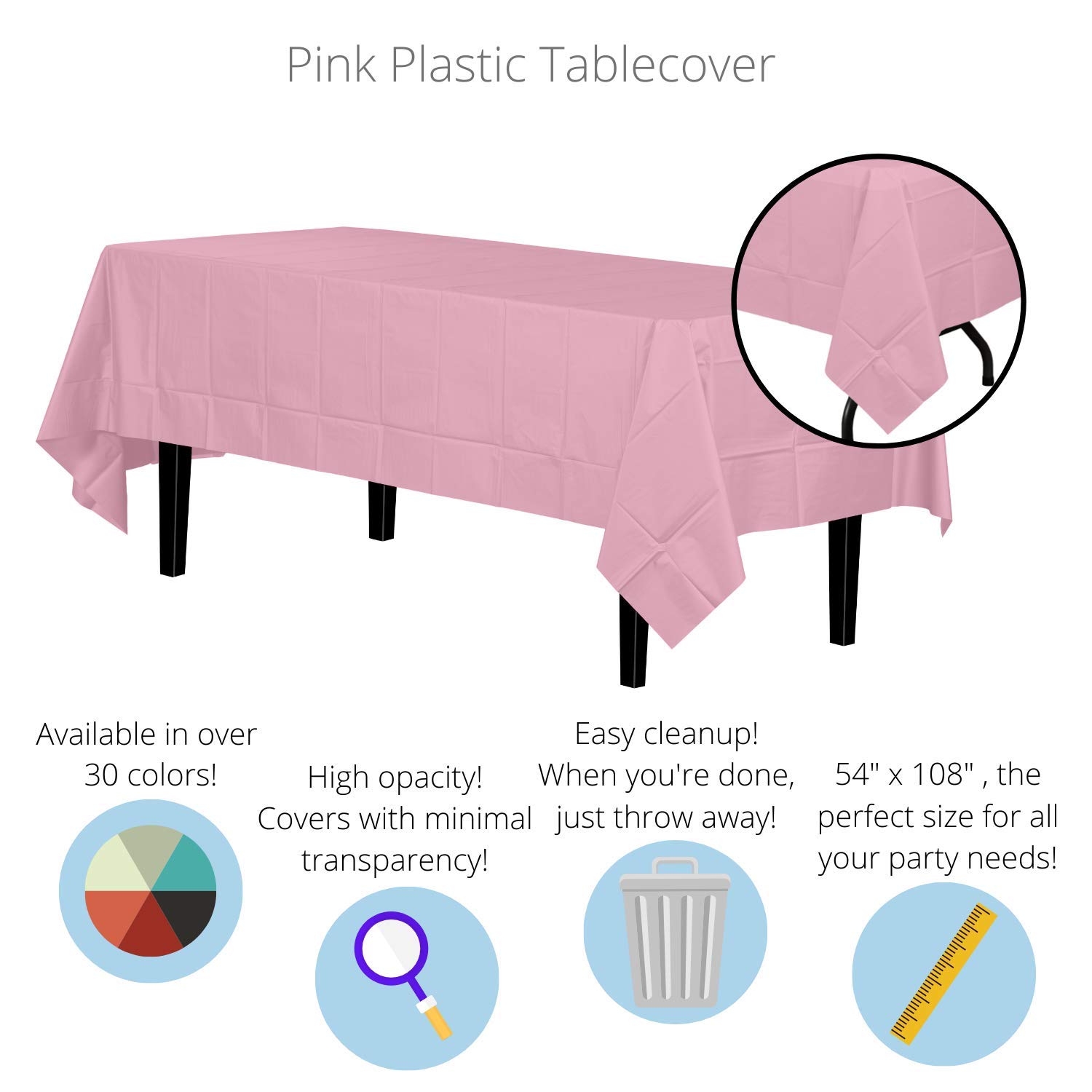 Elegant Pink Plastic Table Cover for Parties, Weddings & Events - Waterproof & Disposable - Perfect for Indoor & Outdoor Decor
