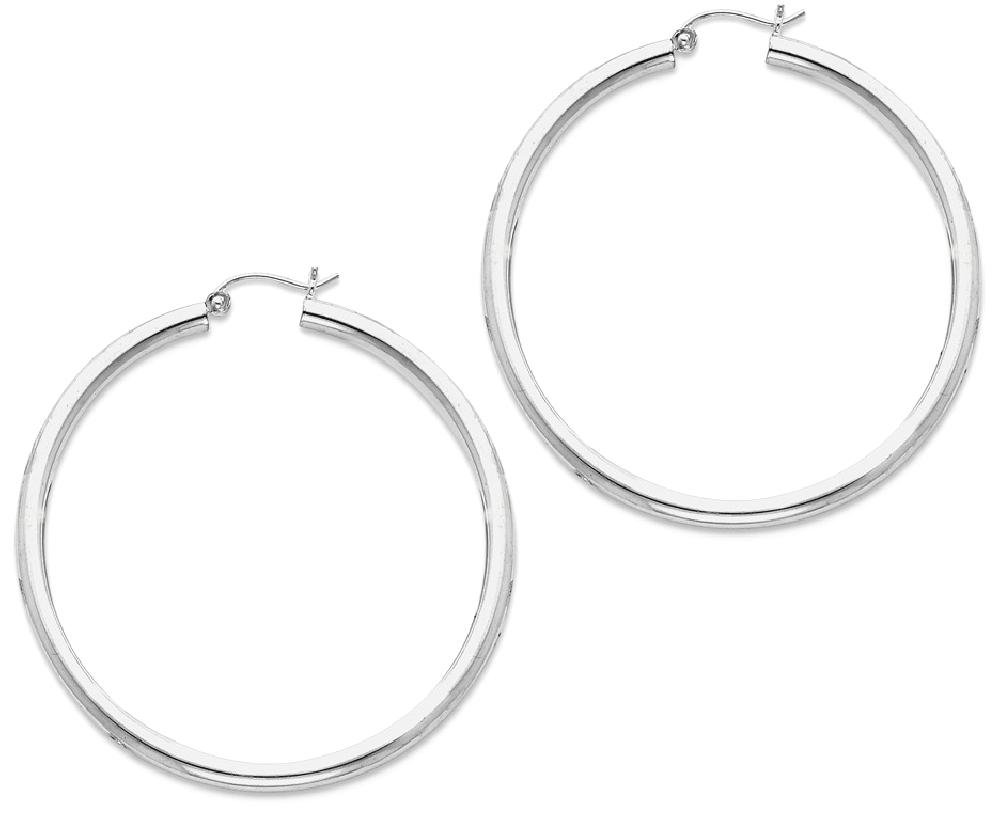 925 Sterling Silver 3mm Round Extra Large Hoop Earrings for Women - Hypoallergenic Fashion Jewelry - Perfect for Parties, Weddings & Everyday Wear