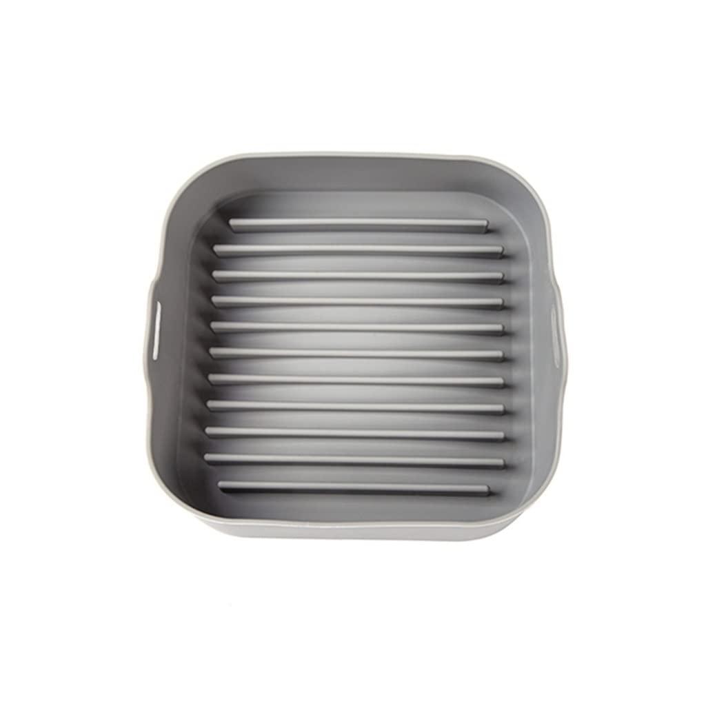 JHHDP Air Fryer Silicone Grill Pan - Non-Stick BBQ Mat for Chicken, Baking & Microwave Oven - Heat Resistant Cooking Tray (Gray, 1pc) - Perfect for Healthy Frying, Roasting & Meal Prep