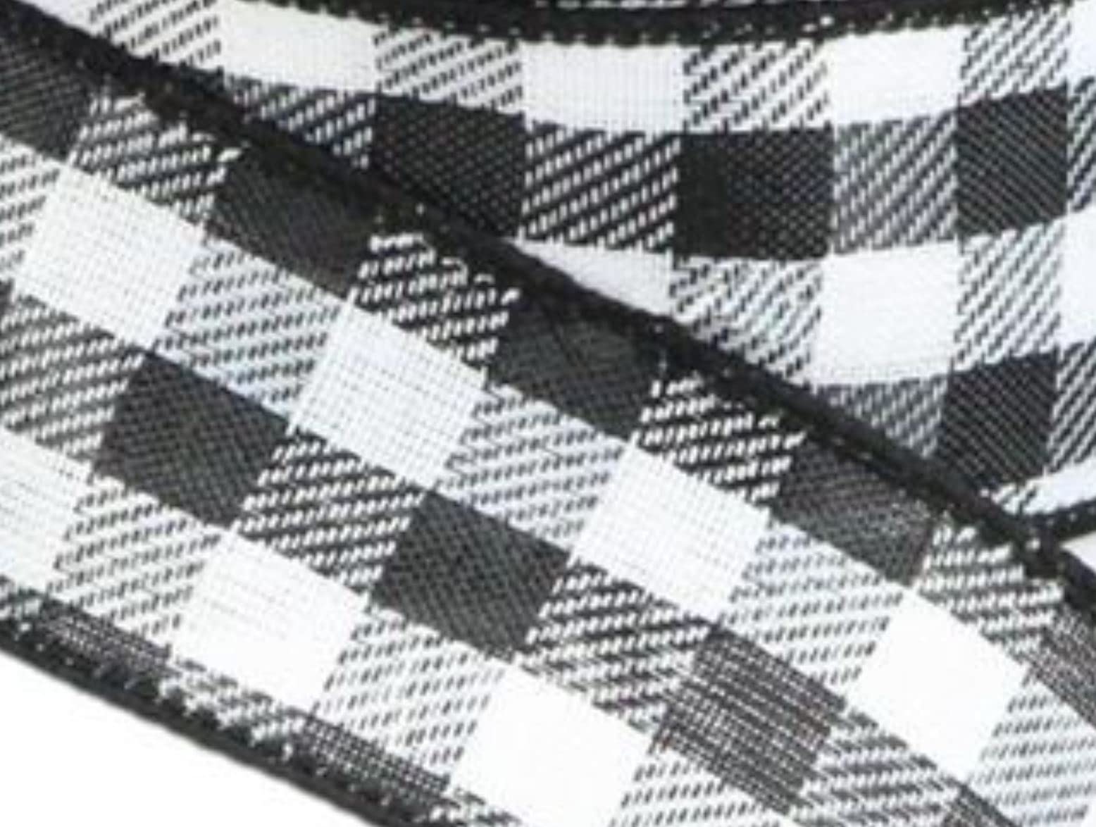 Black and White Plaid Wired Ribbon - 10 Yards, 1.5 Inch Wide Woven Diagonal Check Ribbon for Gift Wrapping, Crafts, and Home Decor by Happy Deals