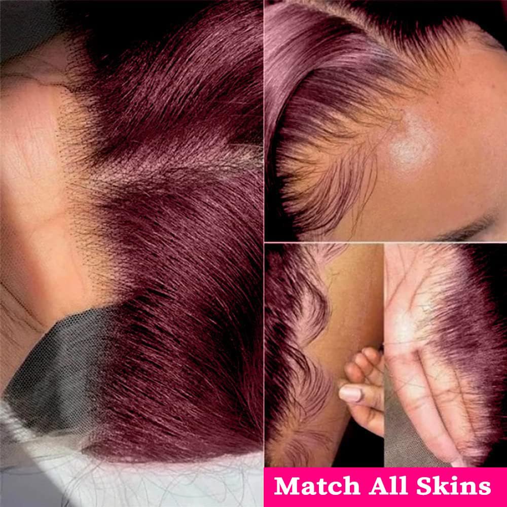 99J Burgundy Lace Front Wigs Human Hair 13x6 Deep Wave Lace Frontal Wig - 180% Density Glueless Pre-Plucked with Baby Hair (26 Inch) - Red Water Curly Wave Wigs for Black Women | Perfect for Daily Wear, Parties, Weddings & Special Occasions