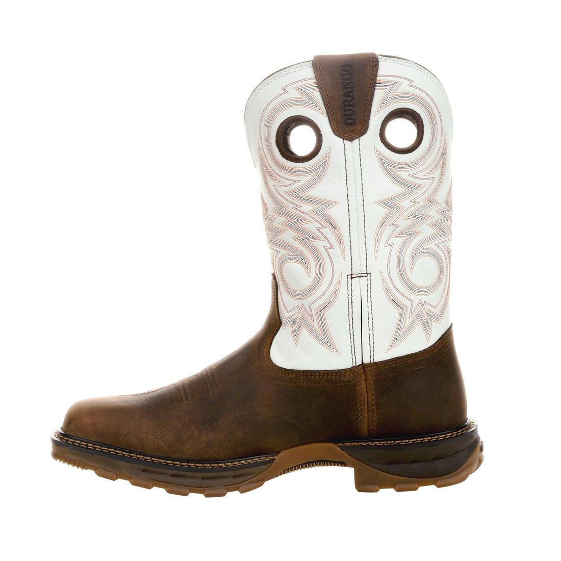 Maverick XP Waterproof Western Work Boots for Men - Durable Chocolate & White Cowboy Boots for Outdoor Work, Hiking & Ranch Activities