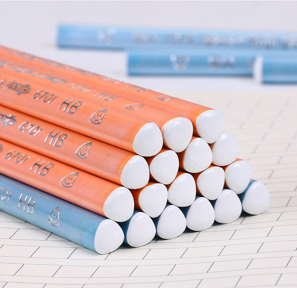 YYMIYU HB Triangular Pencils for Kids - 12 Pack Orange Writing Pencils with Ergonomic Grip for Handwriting Practice, School Supplies & Office Use