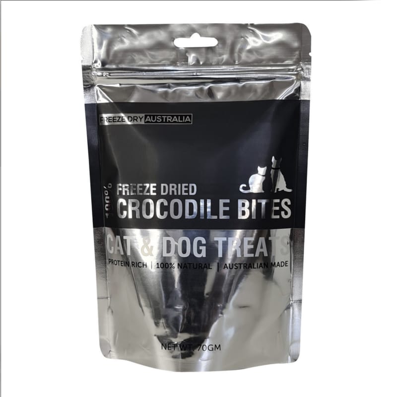 Premium Freeze-Dried Australian Crocodile Bites - All-Natural Cat & Dog Treats (70g) | High-Protein Snack for Pets | Perfect for Training, Rewards & Dental Health
