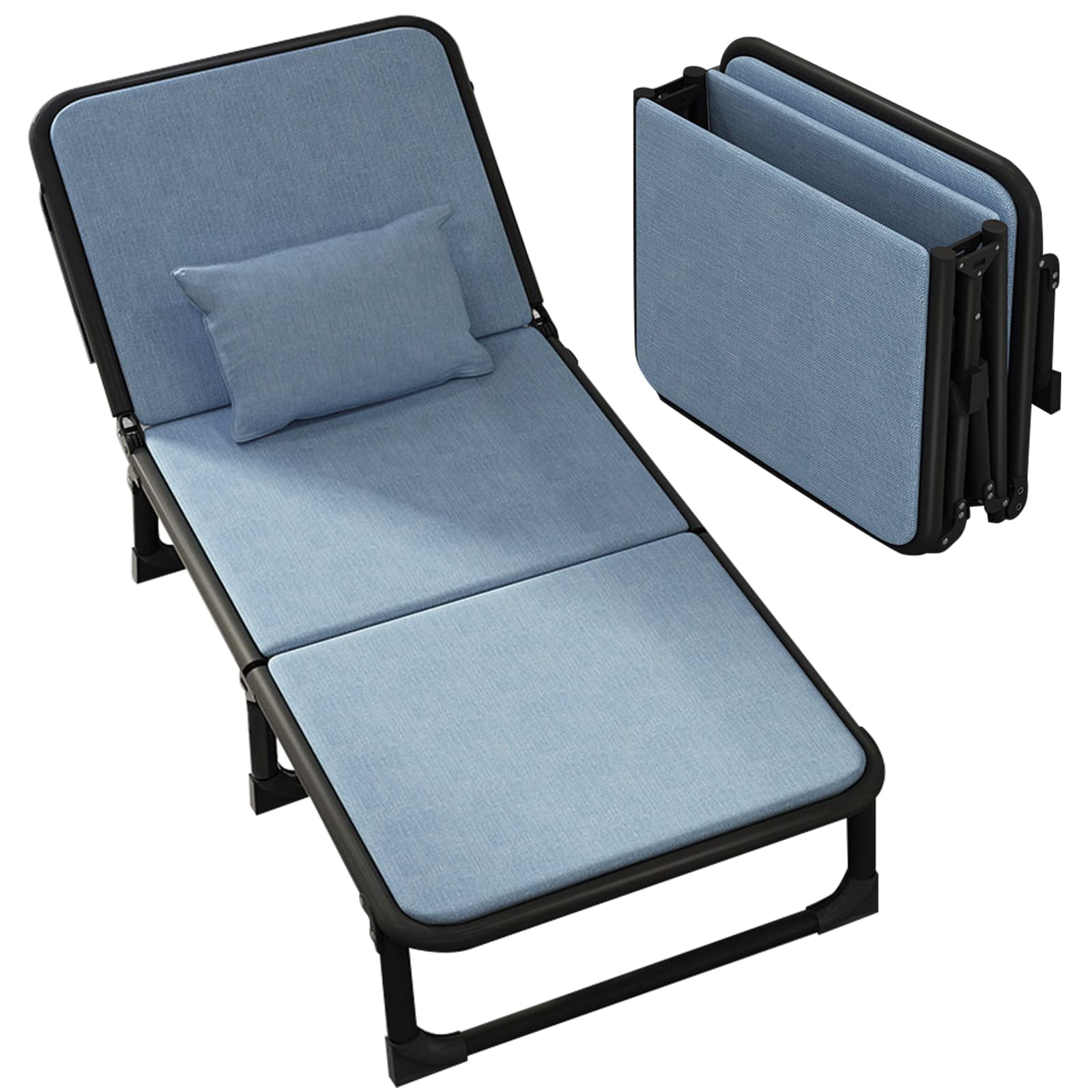SLSY 4-Fold Portable Folding Cot for Adults - Lightweight Outdoor Chaise Lounge Chair for Camping, Beach, Poolside & Sunbathing - Perfect for Backyard, Patio, Travel & Picnics