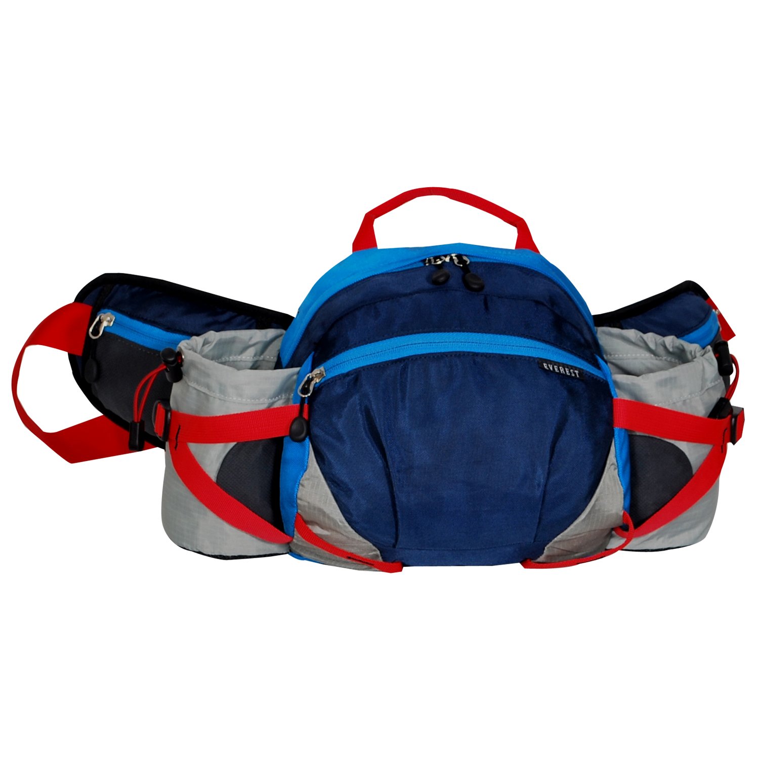 Everest Outdoor Waist Pack with Water Bottle Holders - Adjustable Fanny Pack for Hiking, Running & Travel - Navy/Blue/Gray - One Size Fits All - Perfect for Outdoor Adventures & Daily Use