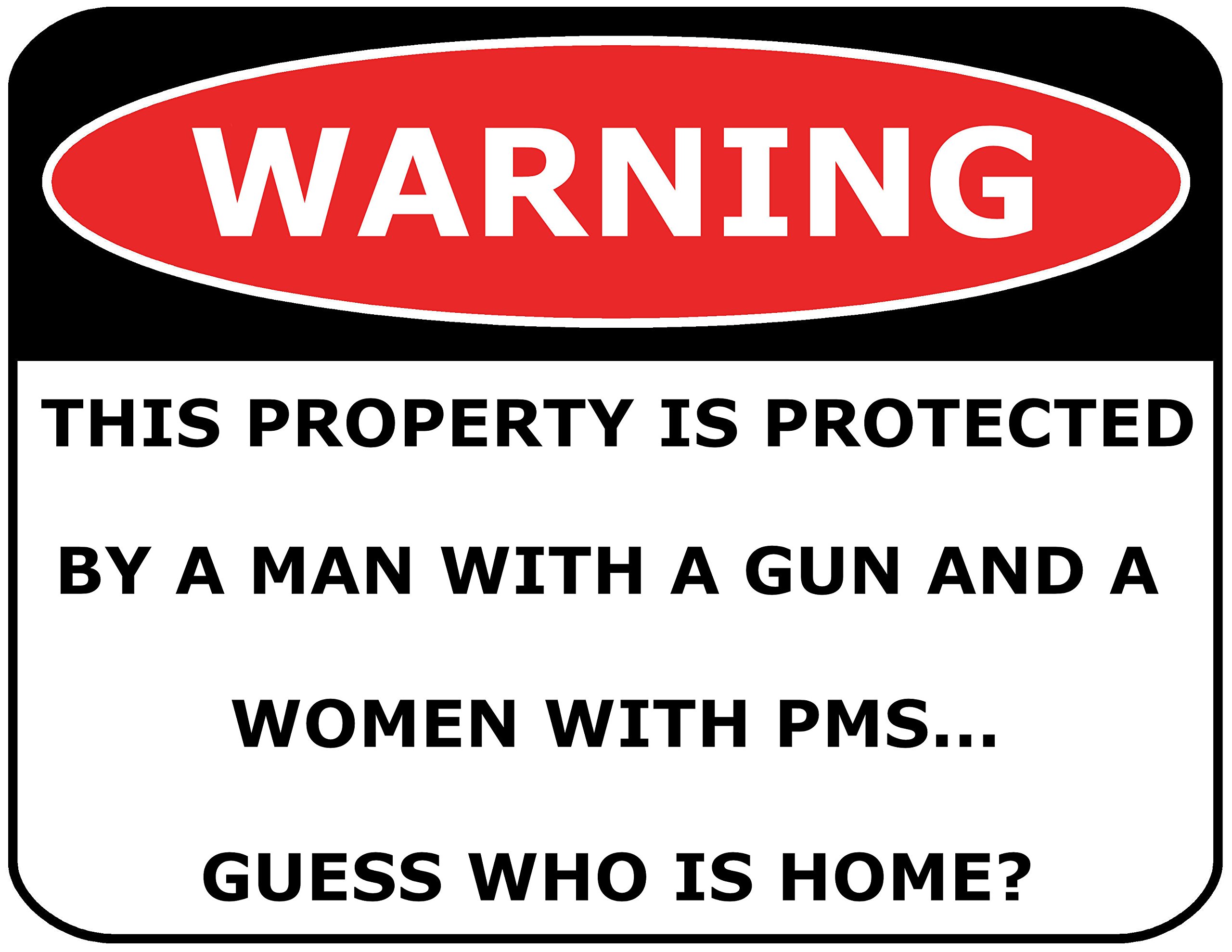 Funny Warning Sign - 11x9.5 Inch Laminated Home Security Decoration for Front Door, Yard & Office | Humorous Gift for Gun Owners & Security Enthusiasts
