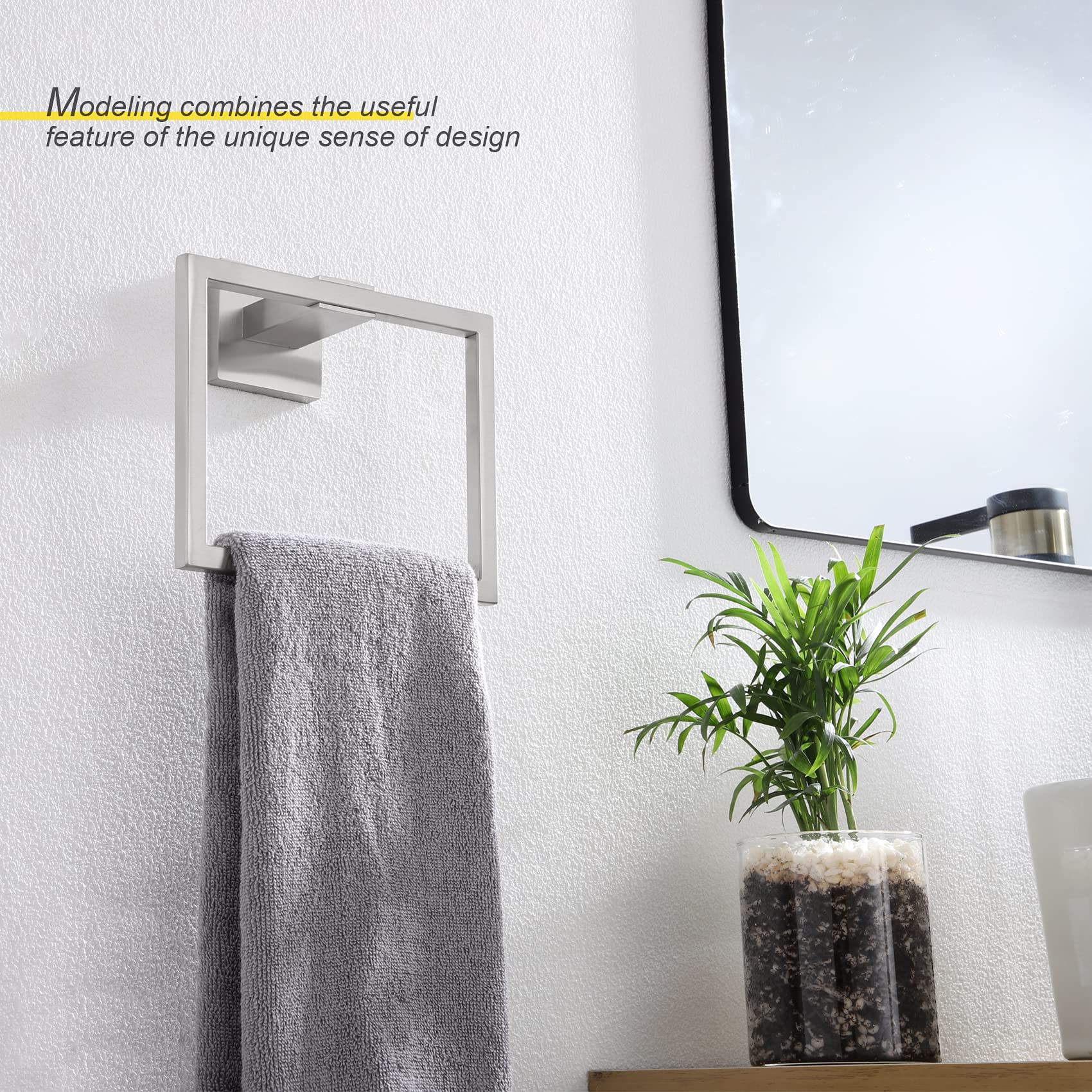 KOKOSIRI 2-Pack Stainless Steel Bath Towel Rings - Wall Mounted Towel Hanger & Rack for Bathroom (Brushed Steel, B3004BR-P2) - Perfect for Spa, Hotel & Home Bathroom Organization