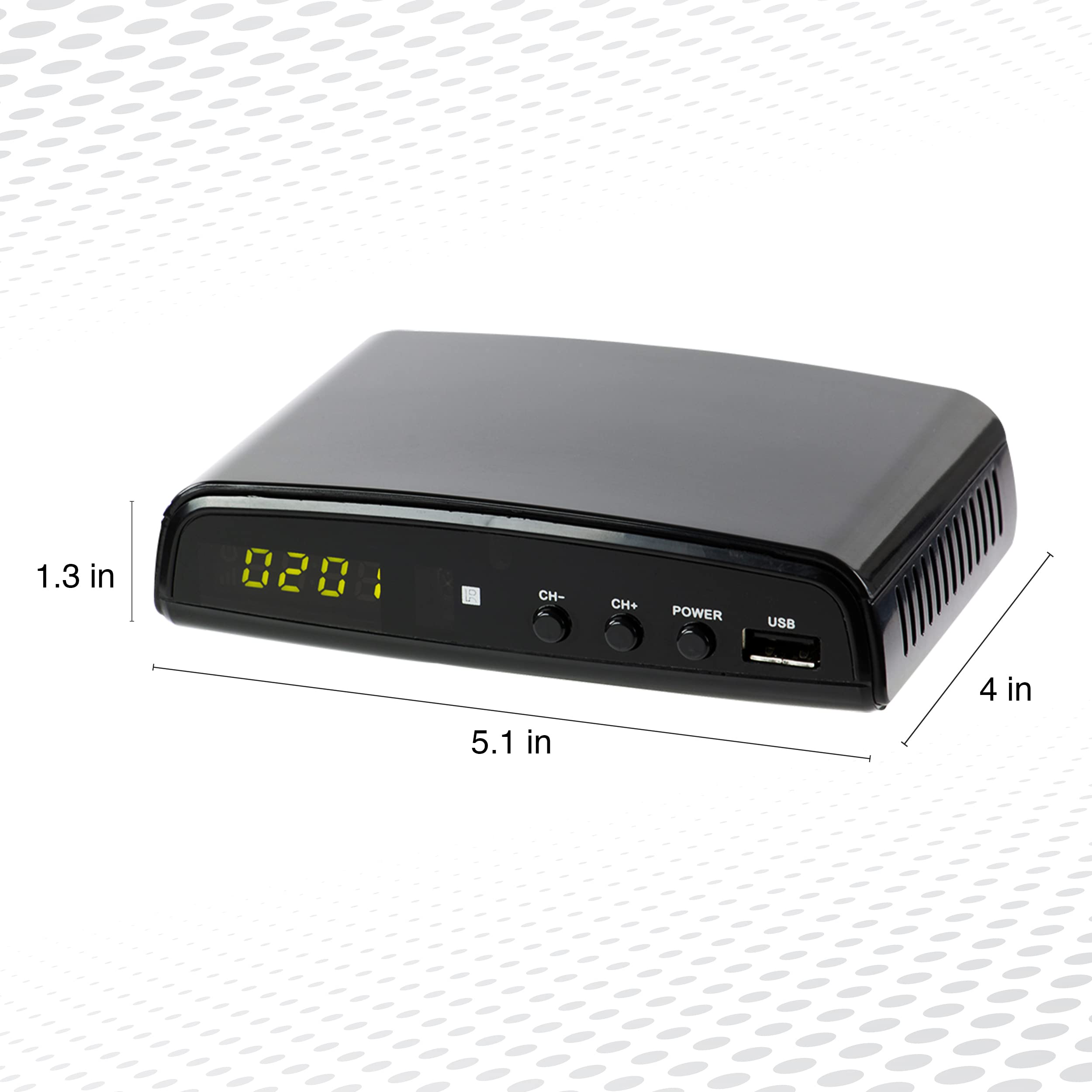 QFX CV-103 Digital TV Converter Box with USB Recording - HD Output, RF/Antenna Input, Video Output & Sleep Timer (Black) | Perfect for Cord-Cutters, RV Travel & Older TVs Without Built-in Tuners