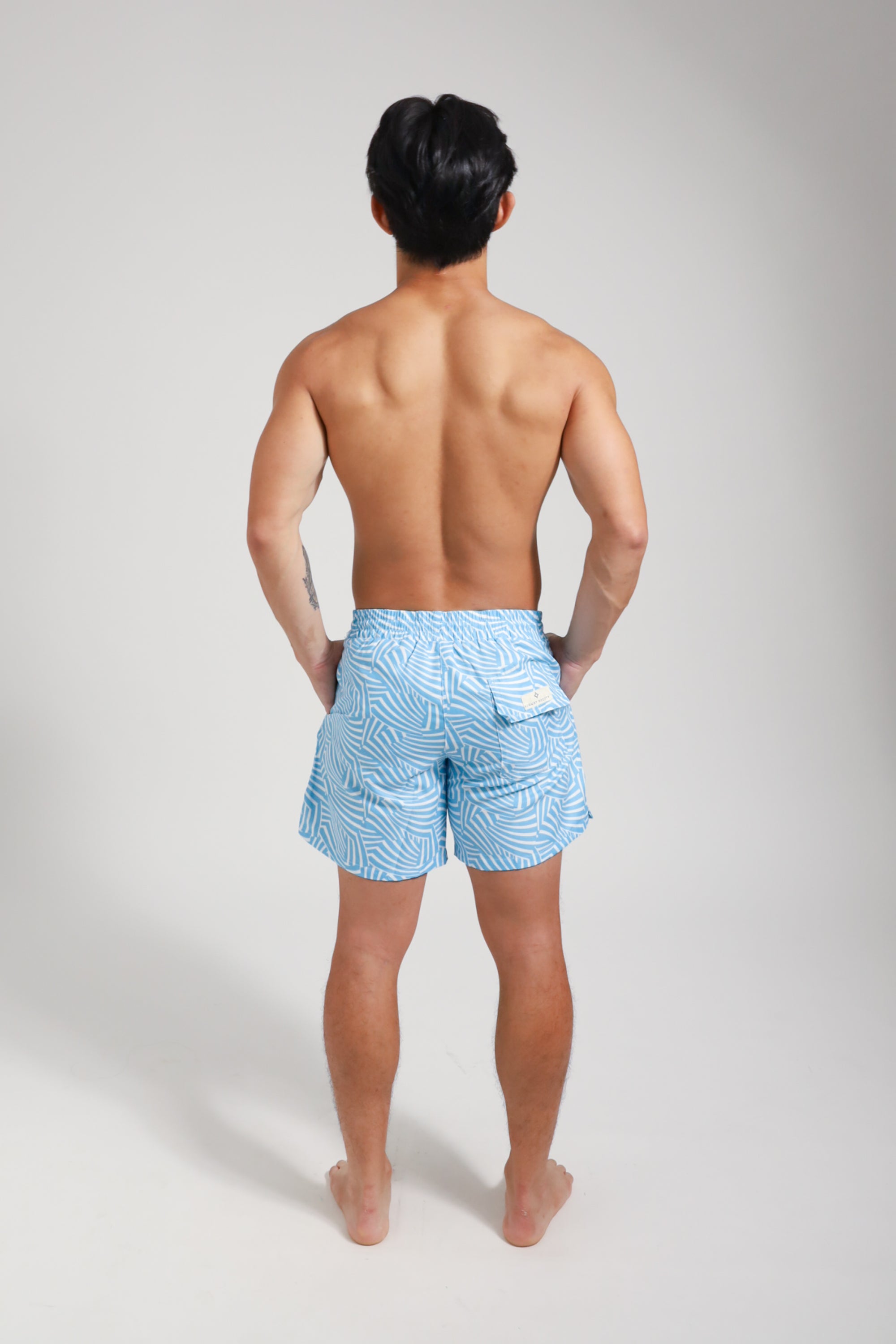 Southport Men's Quick-Dry Swim Trunks - UPF 50+ Blue Wave Print Board Shorts for Beach, Pool & Water Sports