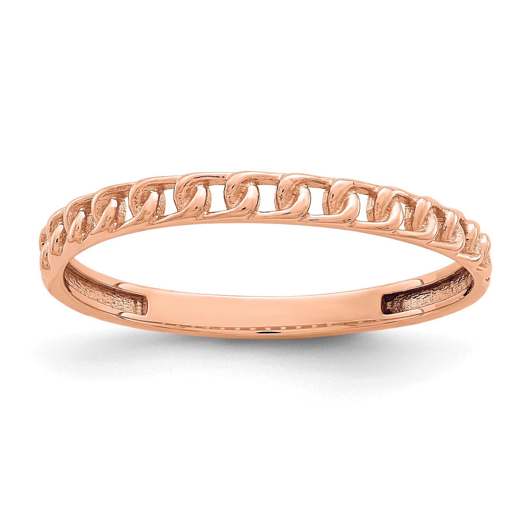 14K Rose Gold Link Design Ring for Women - Elegant Stackable Jewelry for Everyday Wear & Special Occasions
