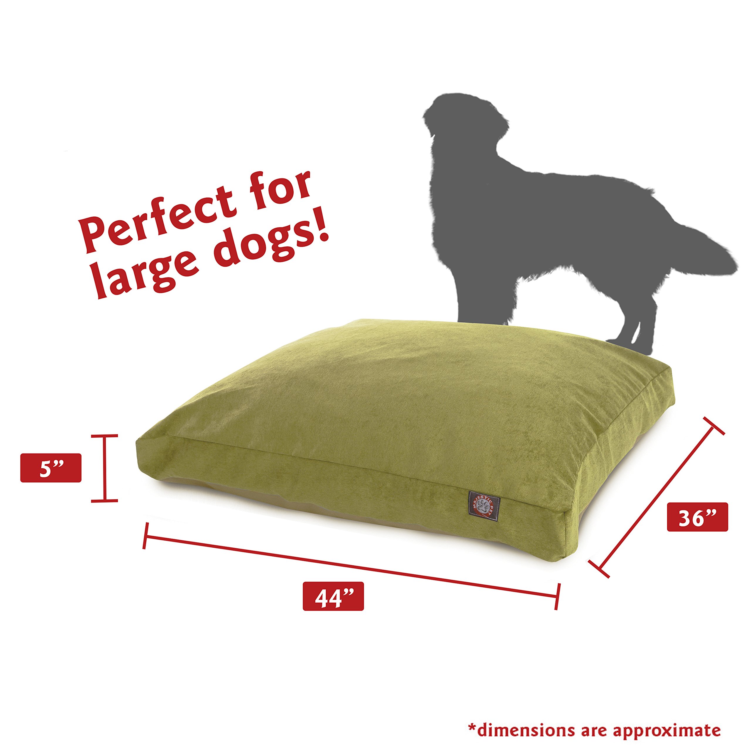 Majestic Pet Villa Rectangle Washable Dog Bed - Non-Slip Comfortable Crate Bed with Removable Cover - Large Polyester Fiber Kennel Bed for Dogs - Perfect for Sleeping, Lounging & Travel - Apple Design