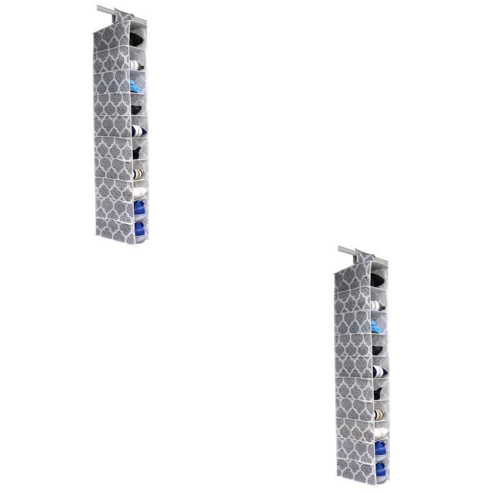 Home Basics Arabesque Non-Woven Hanging Closet Organizer - 2 Pack, 10 Shelf Storage for Wardrobe & Closet Organization | Perfect for Bedroom, Dorm, or Travel Storage