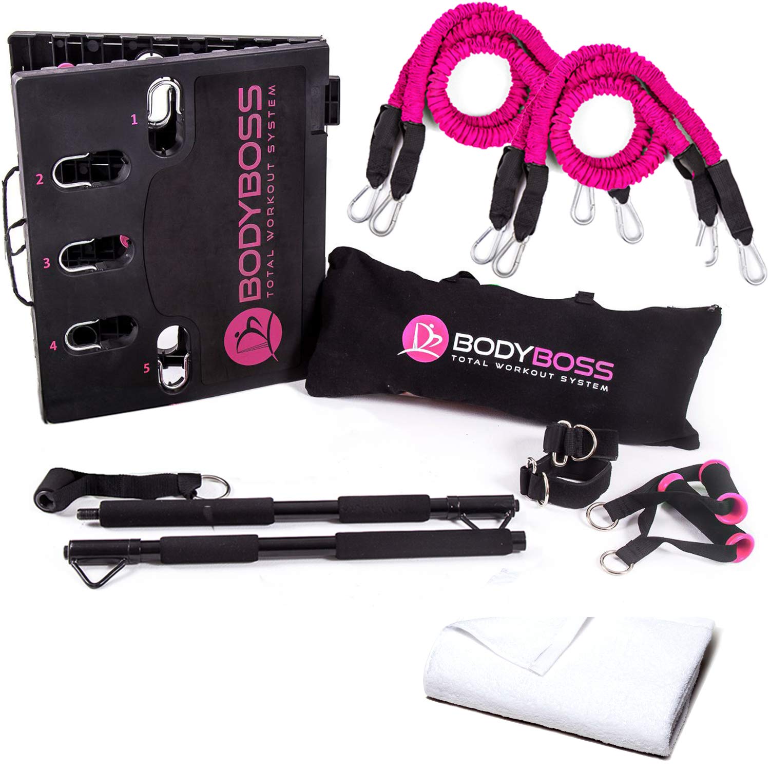 6Ave Home Gym 2.0 Full Portable Gym Equipment Set - Home Workout Package PKG4 (Pink) | Perfect for Small Spaces, Apartment Fitness & Travel Workouts