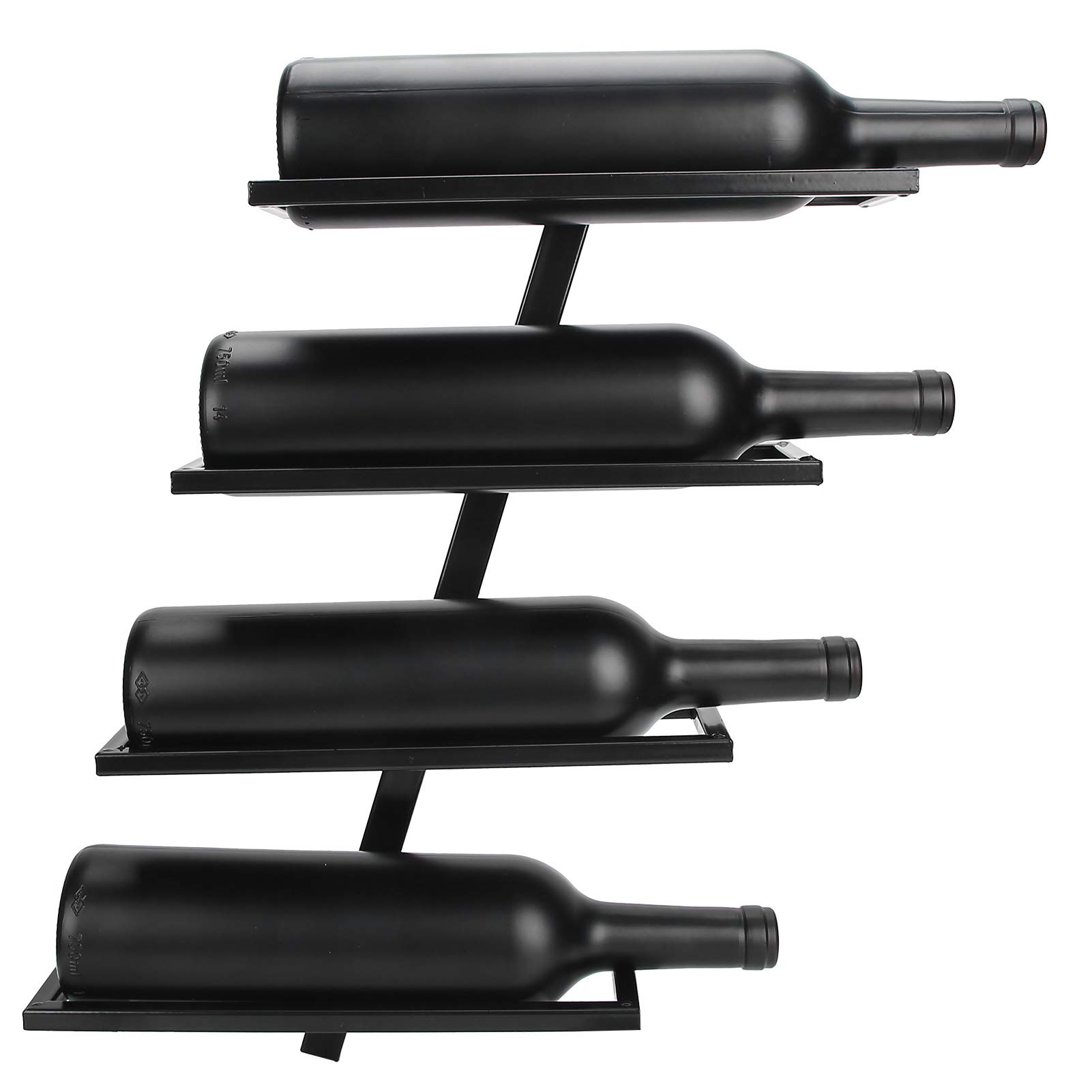 Black Inclined Wine Rack Holder for 4 Bottles - Multi-Functional Wine Storage Shelf for Kitchen, Dining Room, Living Room & Wine Cellar - Perfect for Home Bar, Party Decor & Gift Giving