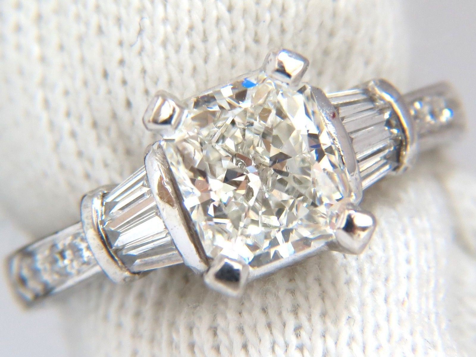 GIA Certified 2.00ct Cushion Cut Diamond Engagement Ring - G/VVS2 Platinum with Baguette Accents | Elegant Wedding, Anniversary & Special Occasion Jewelry