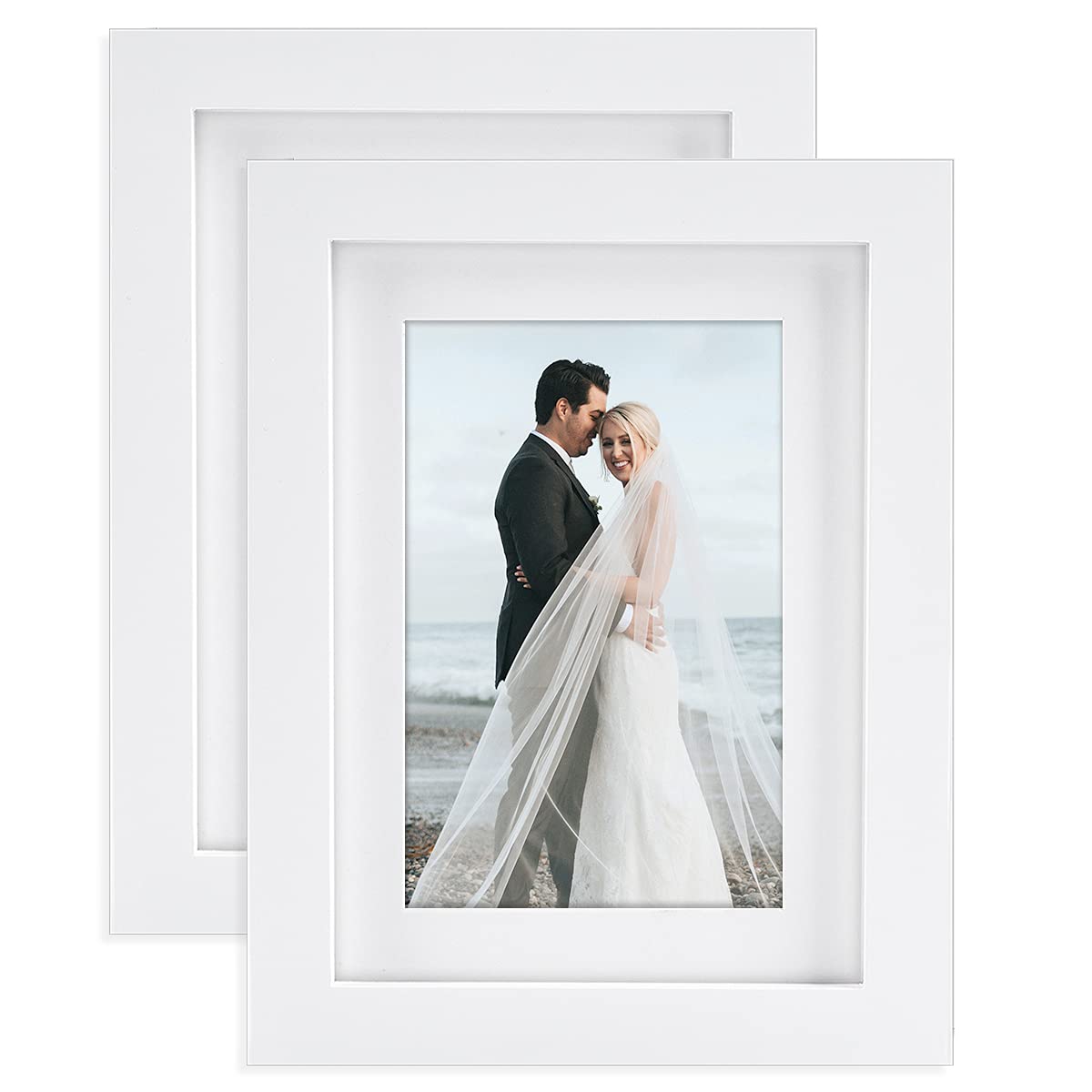 5x7 White Solid Wood Picture Frames - 2 Pack for Wall Mount & Tabletop Display - Perfect for Home Decor, Office, Gallery & Gift Giving