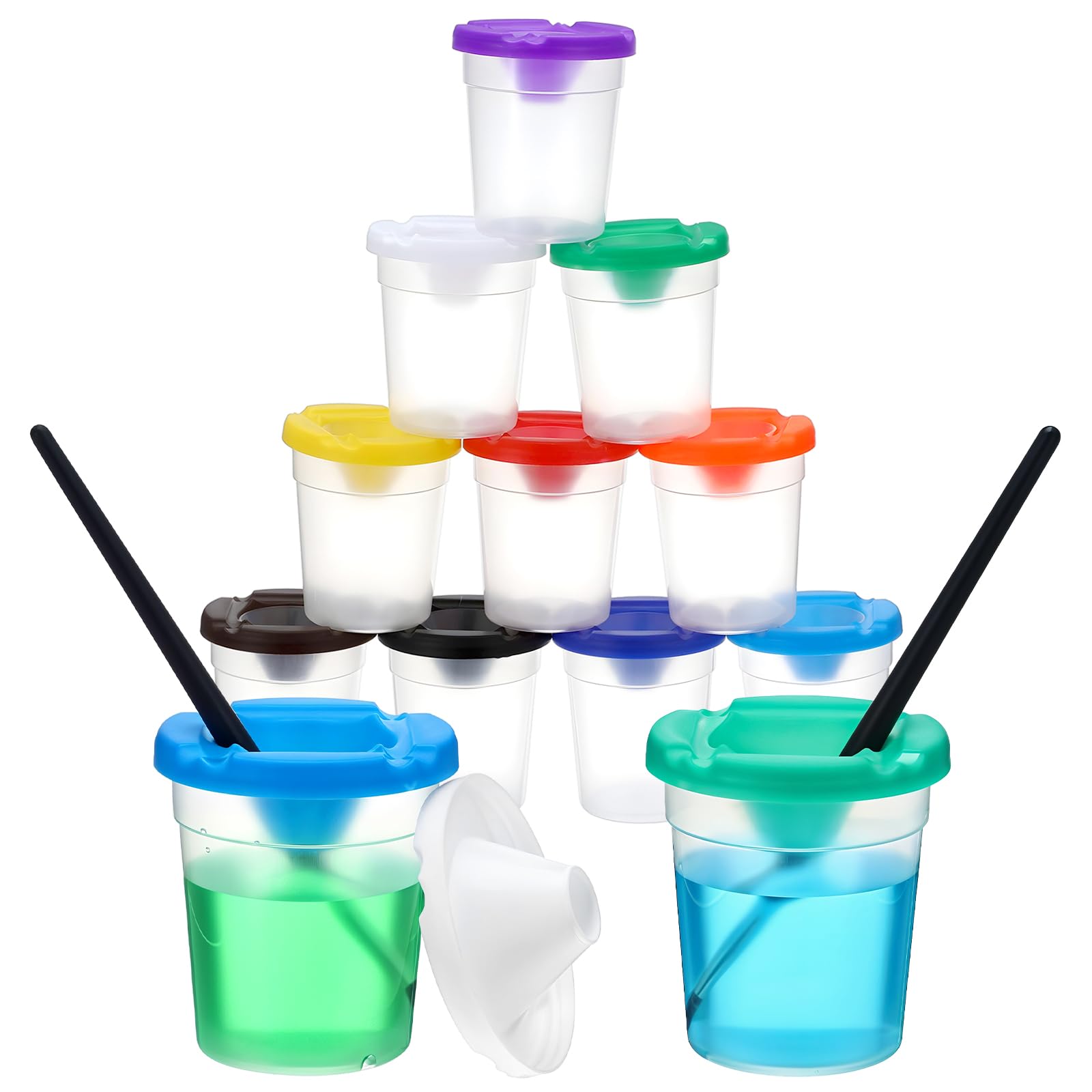 10 Pack Large Capacity Paint Mixing Cups with Lids - Reusable Spill Proof Paint Containers for Artists & DIY Projects - Perfect for Classroom Art Supplies, Craft Kits & Watercolor Painting