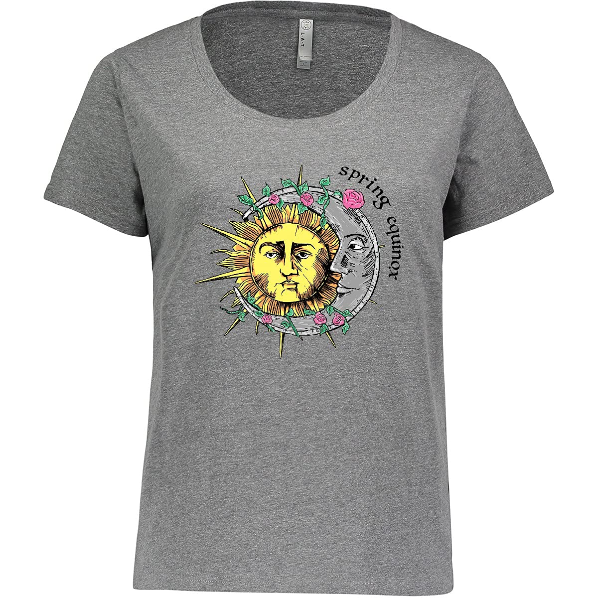 Inktastic 1st Day of Spring Sun and Moon Graphic Plus Size Women's T-Shirt - Comfortable Casual Tee for Spring Outfits, Outdoor Activities & Everyday Wear