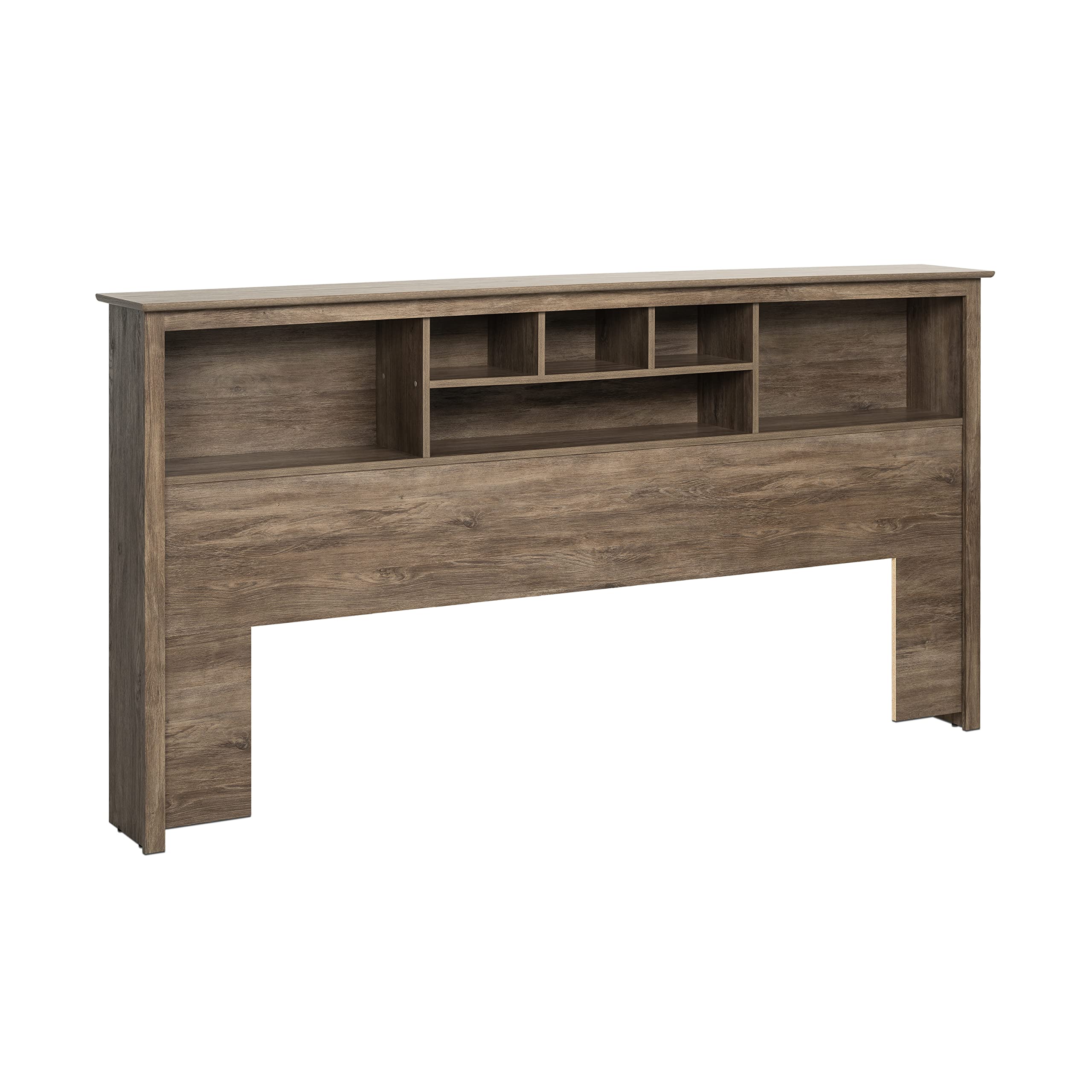 Prepac King Size Bookcase Headboard with Storage - Drifted Gray Finish | Perfect for Bedroom Organization & Stylish Home Decor