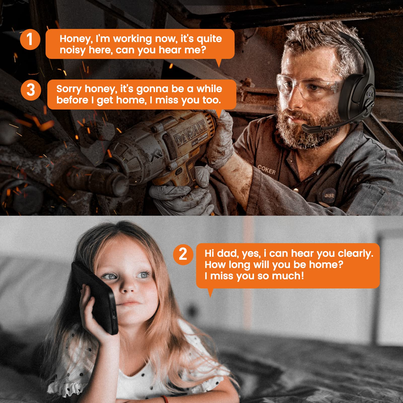 Trucker Bluetooth Headset - Wireless Over-Ear Headphones with AI Noise Cancelling & Mute Mic, 30H Talk Time, 164ft Range for PC, Computer, Skype - Perfect for Call Centers, Truck Driving & Remote Work