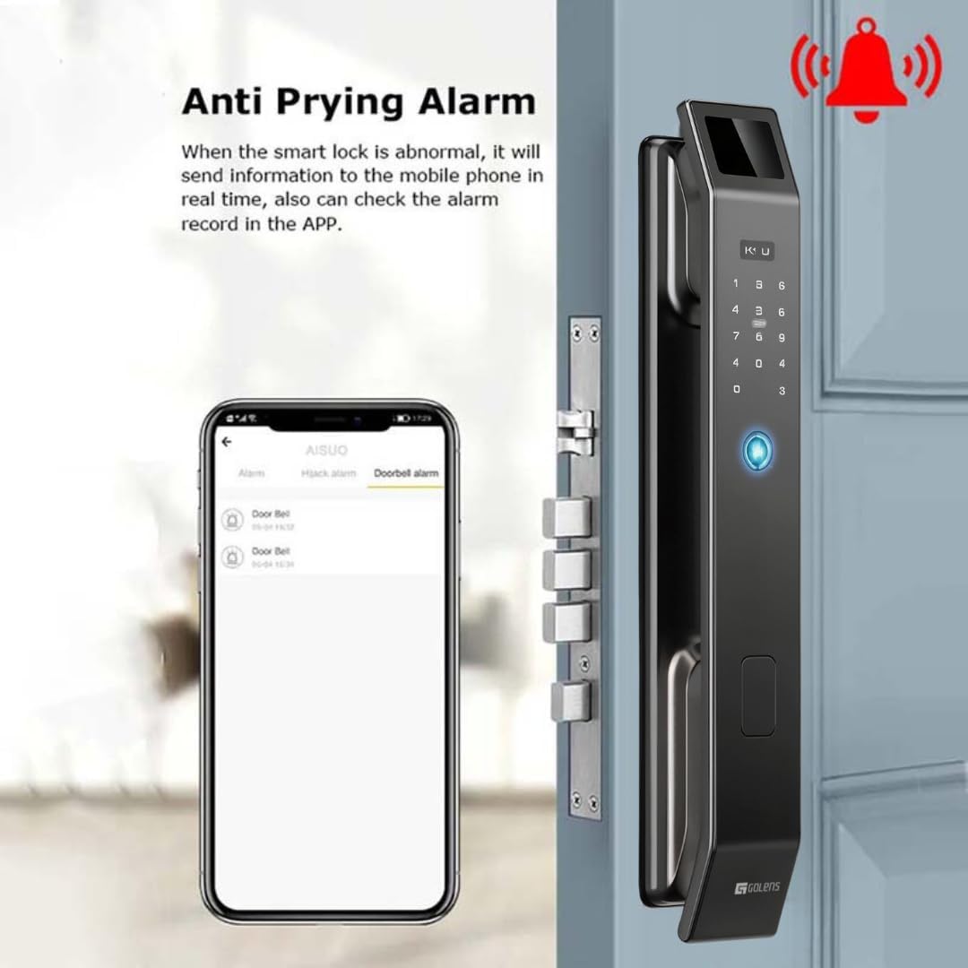 Golens X112 Smart Digital Door Lock - 6 Unlock Methods (Fingerprint, App, RFID, PIN, OTP, Key) | Keyless Entry Security for Homes & Offices | Perfect for Modern Smart Homes & Business Security Systems