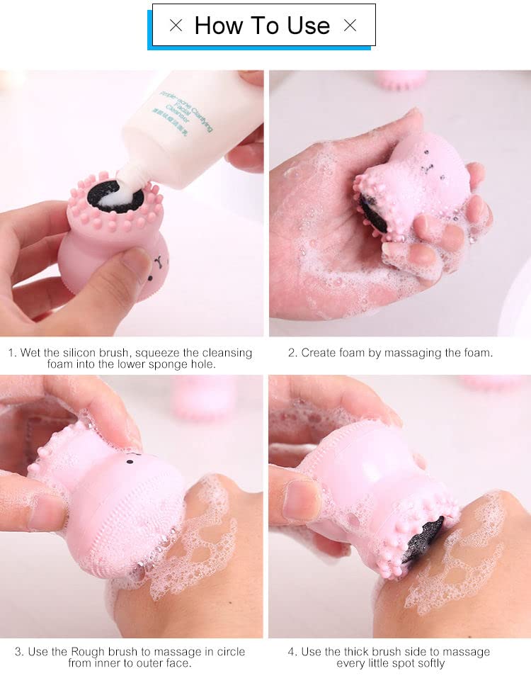 Giffy® Silicone Small Octopus Facial Cleansing Brush - 2 Pack for Deep Pore Cleaning, Exfoliation & Massage | Gentle Skin Care Tool for Daily Face Wash & Makeup Removal