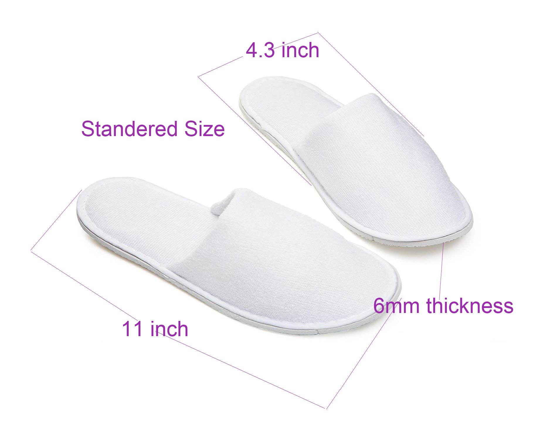 Pure Source India Disposable Hotel Slippers - 6mm Thick Sole, 2-Pair Pack (White) - Perfect for Spa, Bedroom, Dining Hall & Travel Use