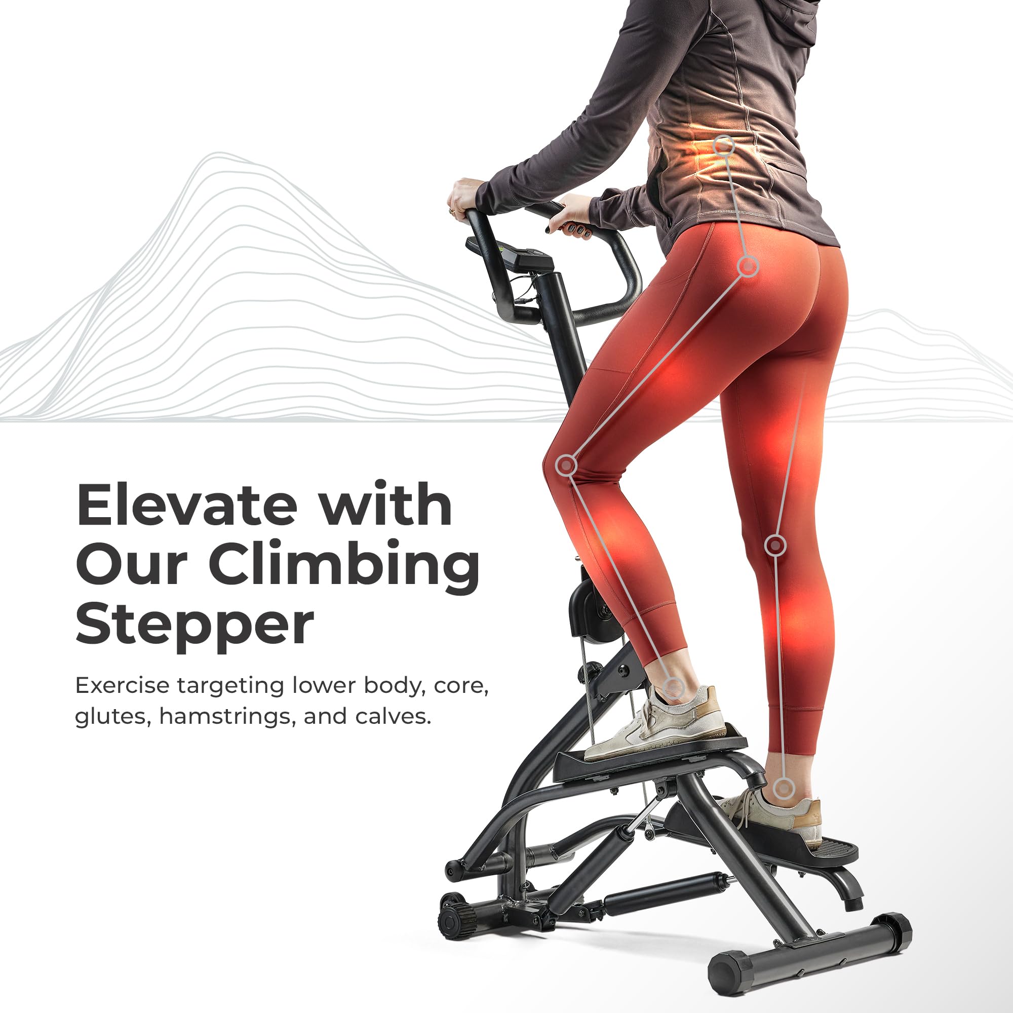 Sunny Health & Fitness Stair Stepper with Handlebar - Adjustable Step Climber Machine for Legs, Core & Glute Workouts - Connects to Free SunnyFit App - Perfect for Home Gym, Cardio Training & Weight Loss