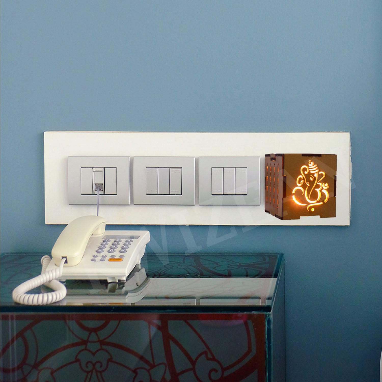 KWIZEAN Electric Camphor Burner Machine - Wooden Karpooram Kapoor Dani Diffuser with Ganesha Design for Home Fragrance & Aromatherapy | Perfect for Meditation, Yoga, and Relaxation Spaces