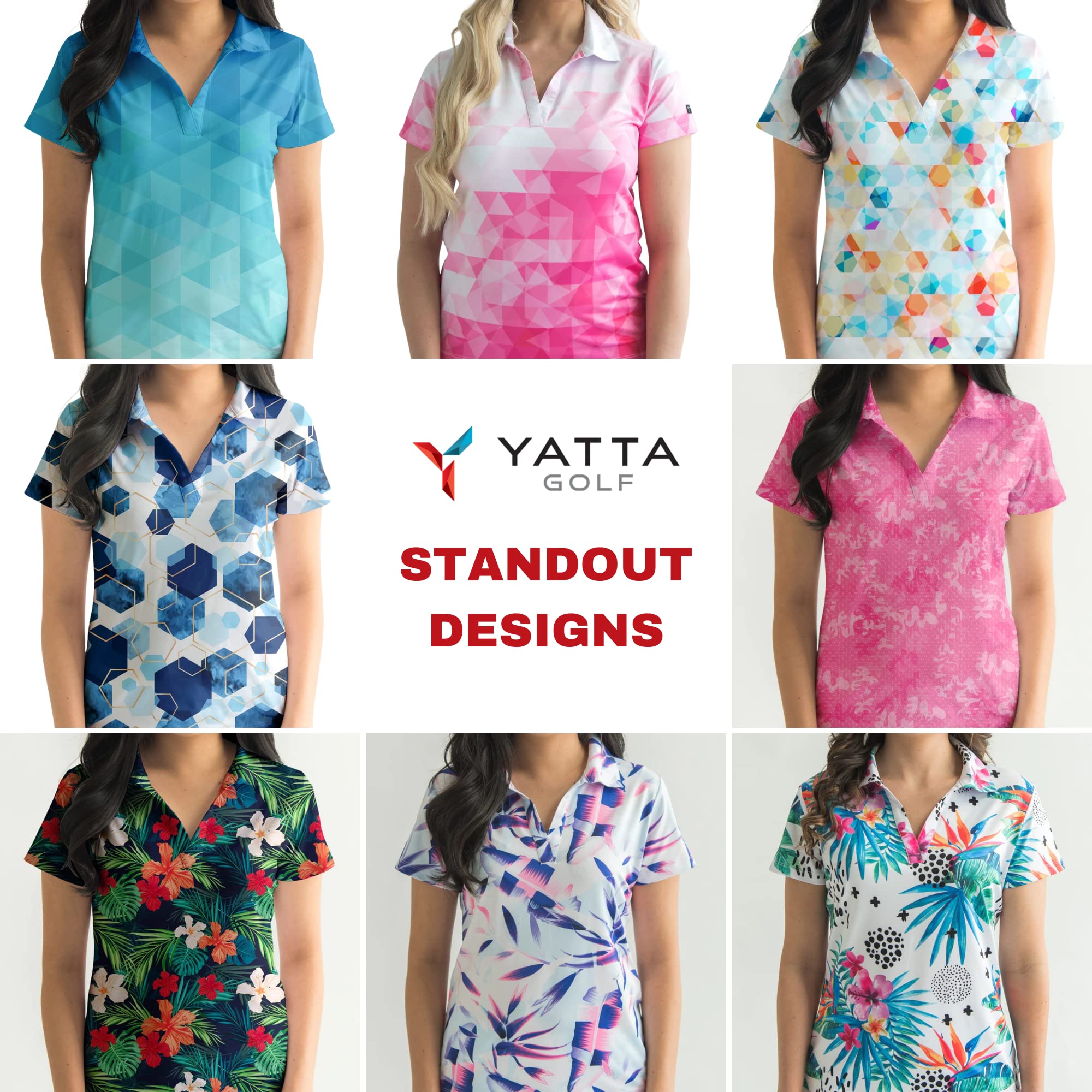 YATTA GOLF Women's Moisture-Wicking Sleeveless V-Neck Golf Polo Shirt - Breathable Workout & Tennis Tank Top for Summer Golfing & Active Sports