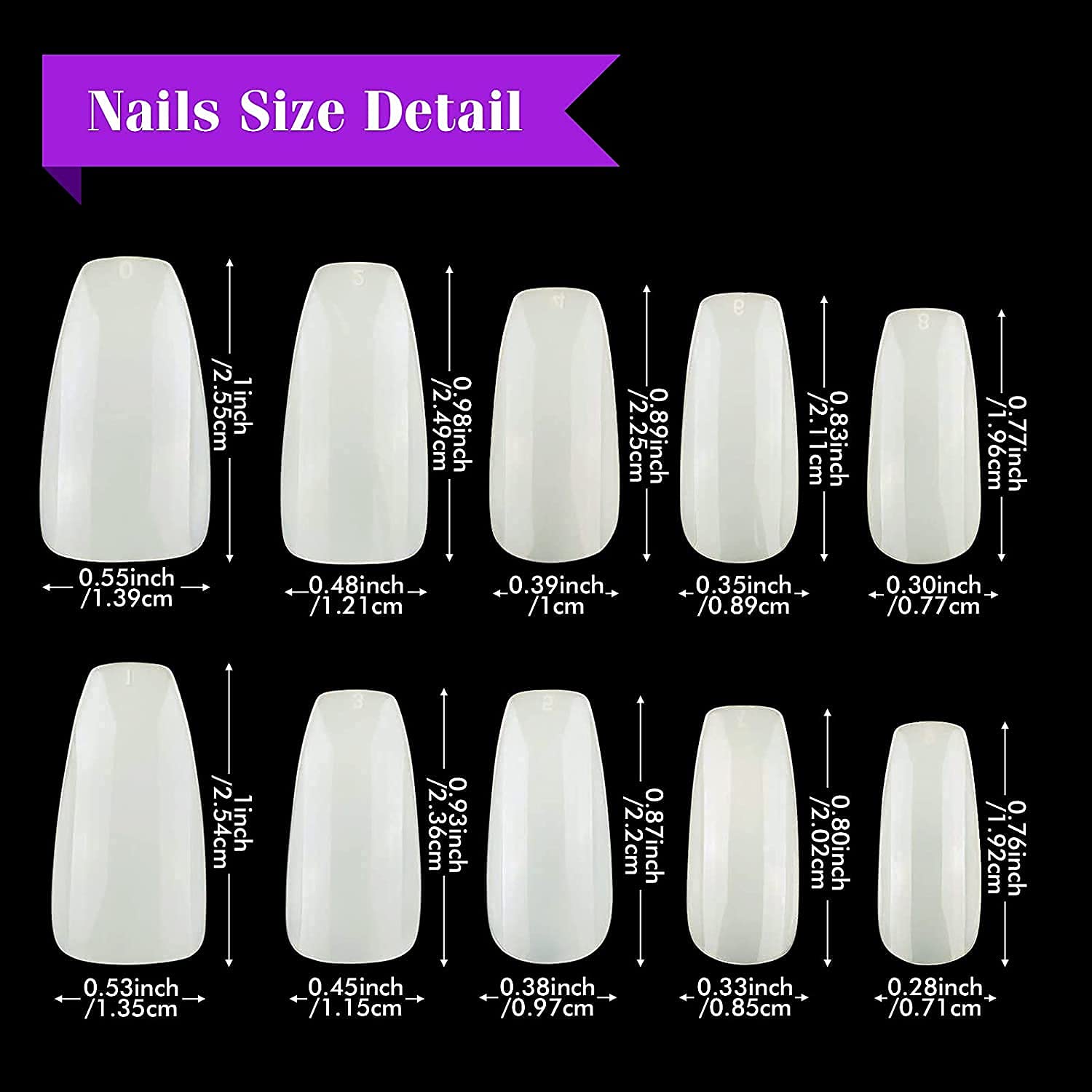 MeeTo Reusable Artificial Nails - 100Pcs Natural Fake Nails Set (10 Sizes) with Nail Glue (3g) - Perfect for Acrylic Nails, Manicures, Nail Art & Special Occasions