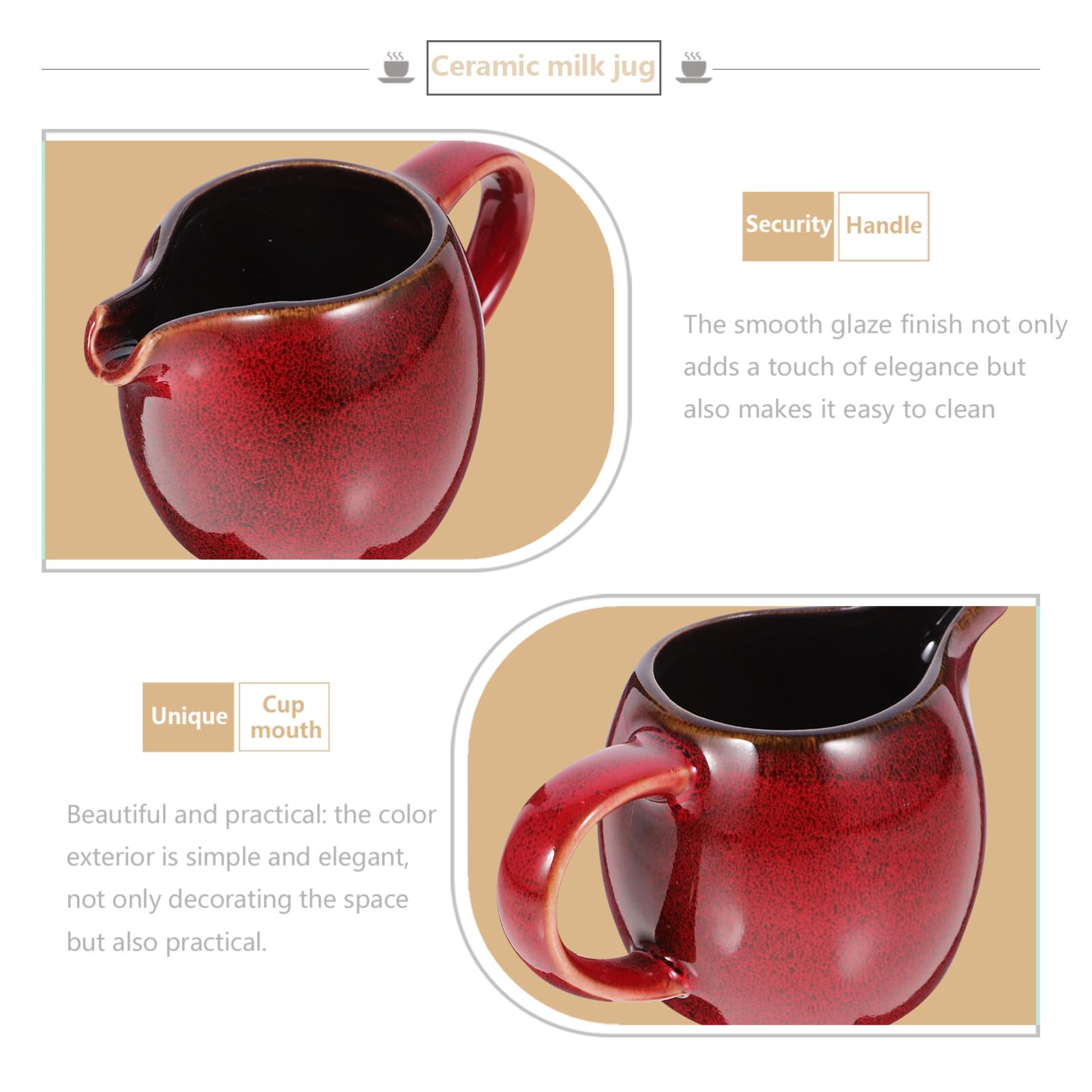 ABOOFAN Small Creamer Pitcher - Mini Milk & Coffee Frothing Pitcher for Latte, Tea, and Hot Chocolate - Perfect for Home, Cafe, and Restaurant Use - Red