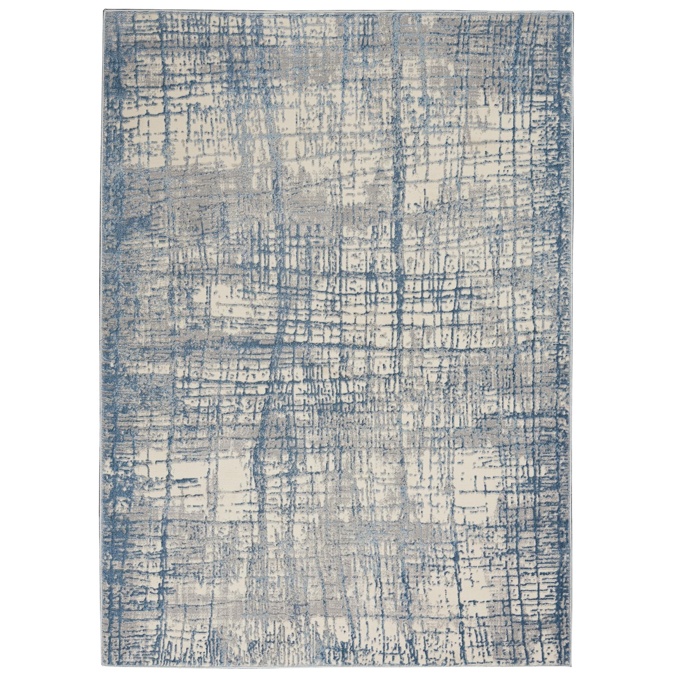 Calvin Klein Rush Ivory Blue 6' x 9' Modern Abstract Area Rug - Easy to Clean, Non-Shedding for Bedroom, Living Room, Dining Room & Kitchen | Perfect for Contemporary Home Decor & High-Traffic Areas