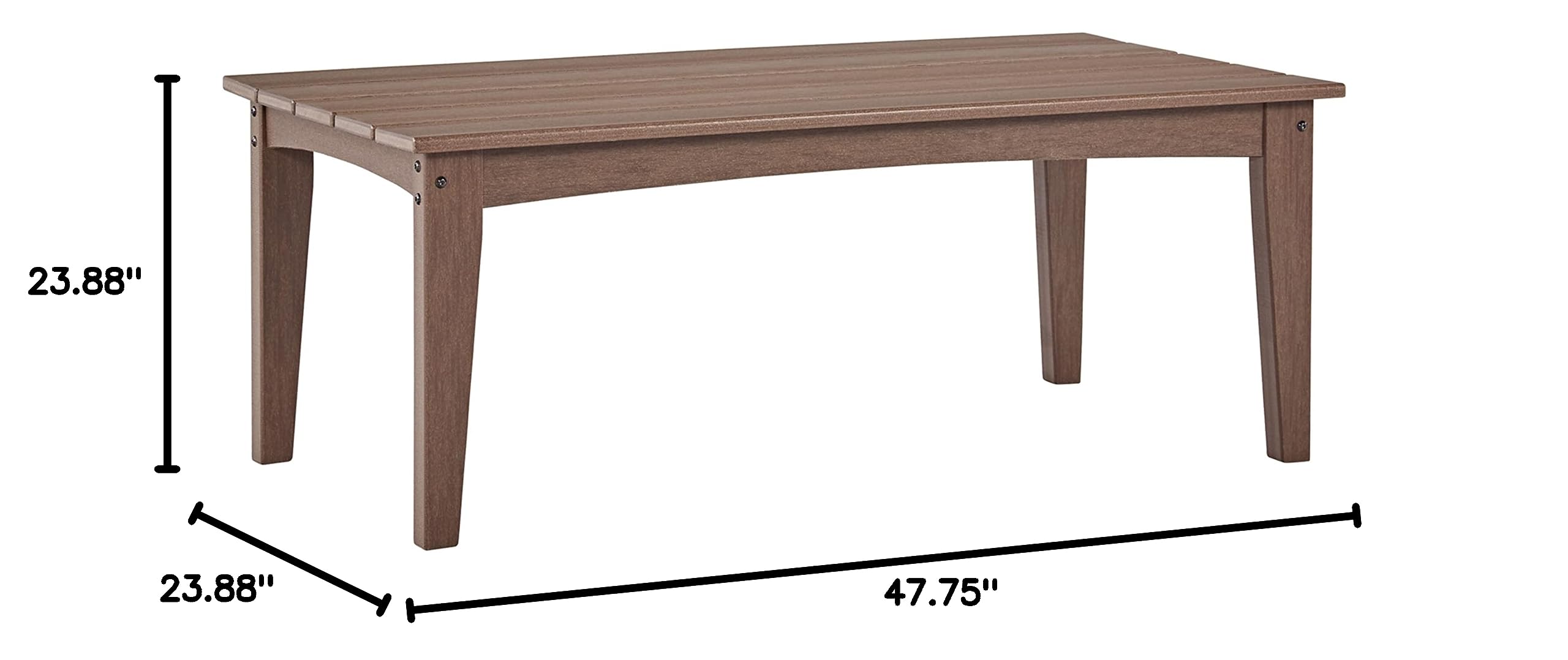 Signature Design by Ashley Emmeline Outdoor HDPE Patio Coffee Table - Weather-Resistant Brown Side Table for Garden, Poolside & Backyard Decor