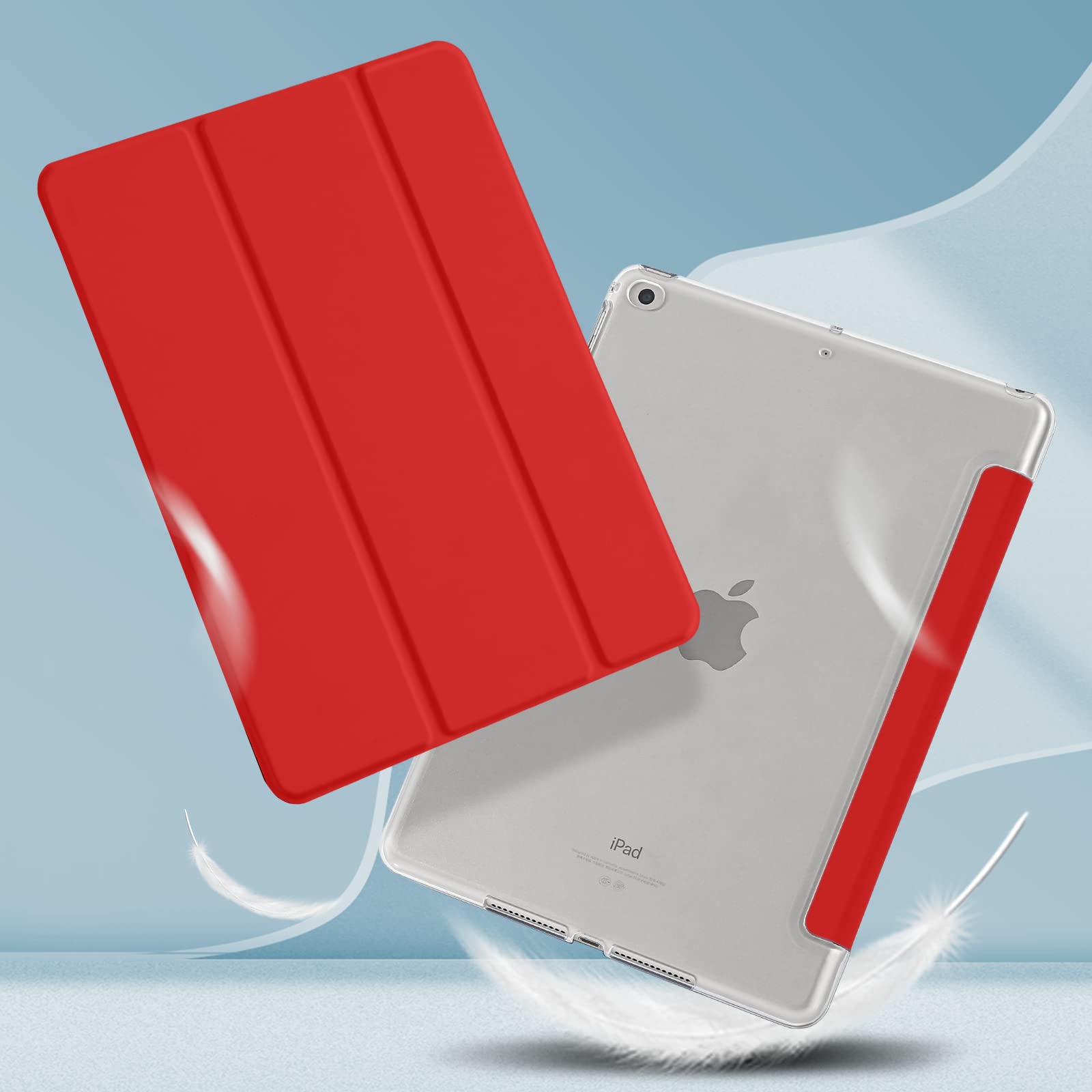 4UBonLife iPad 6th/5th Gen 9.7 Inch Case (2018/2017), iPad Air 1 (2013)/Air 2 (2014) Protective Cover - Slim Lightweight Hard Shell with Frosted Translucent Back - Red | Perfect for Work, School & Travel
