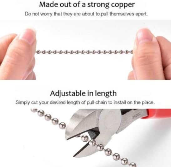 12 Inch Wooden Ceiling Fan Pull Chain Extension - 2PCS White Wood Fan Chain Connector with Ball Ornament for Ceiling Fan Light Control | Perfect for Bedroom, Living Room & Home Decor