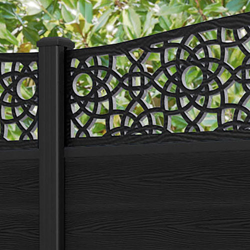 Classic Black Ambar Curved Top Fence Panel with Aluminum Posts - Durable Garden Fencing for Backyard Privacy and Decoration